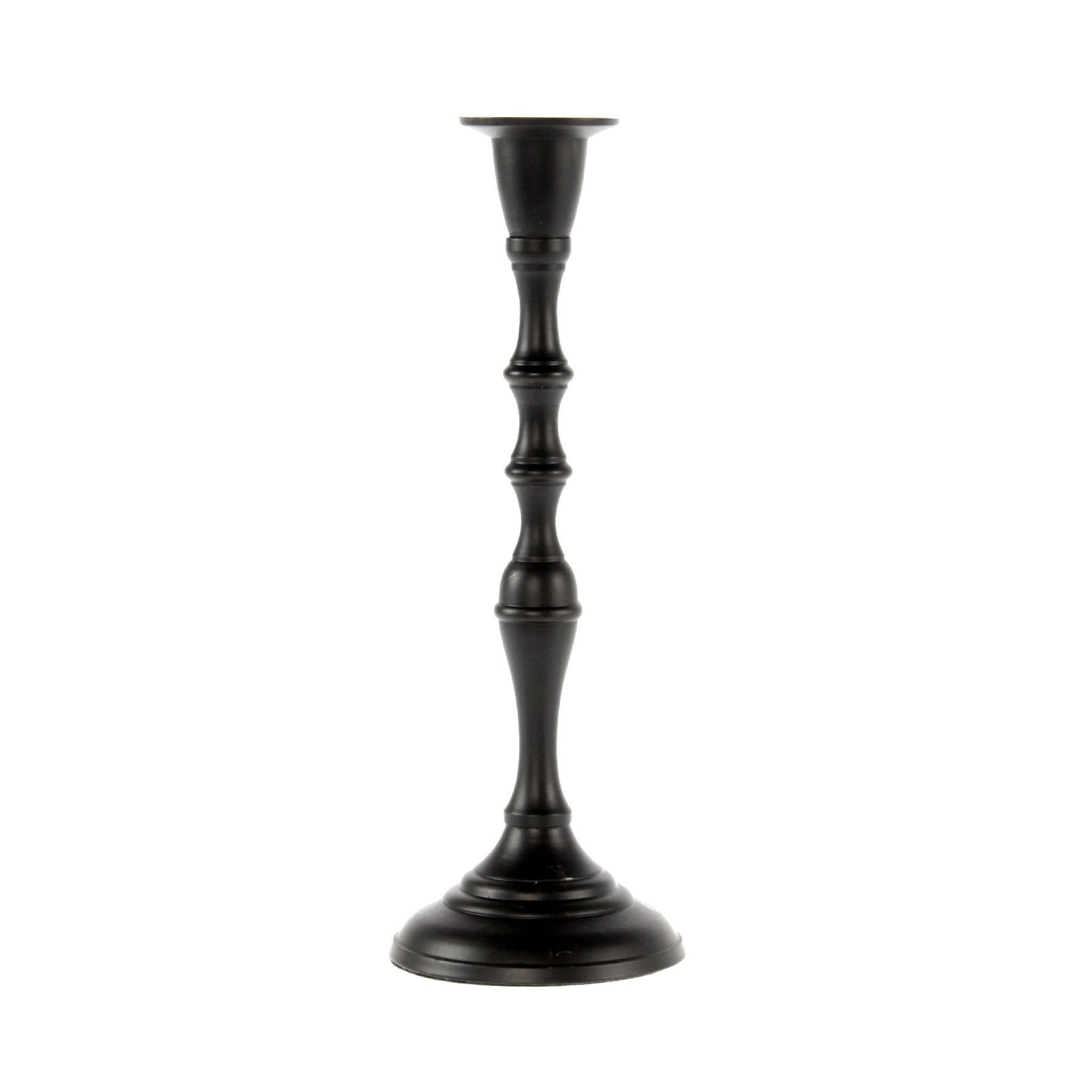 Noble candle holder one-armed candlestick made of black aluminum height 24 cm width 9 cm