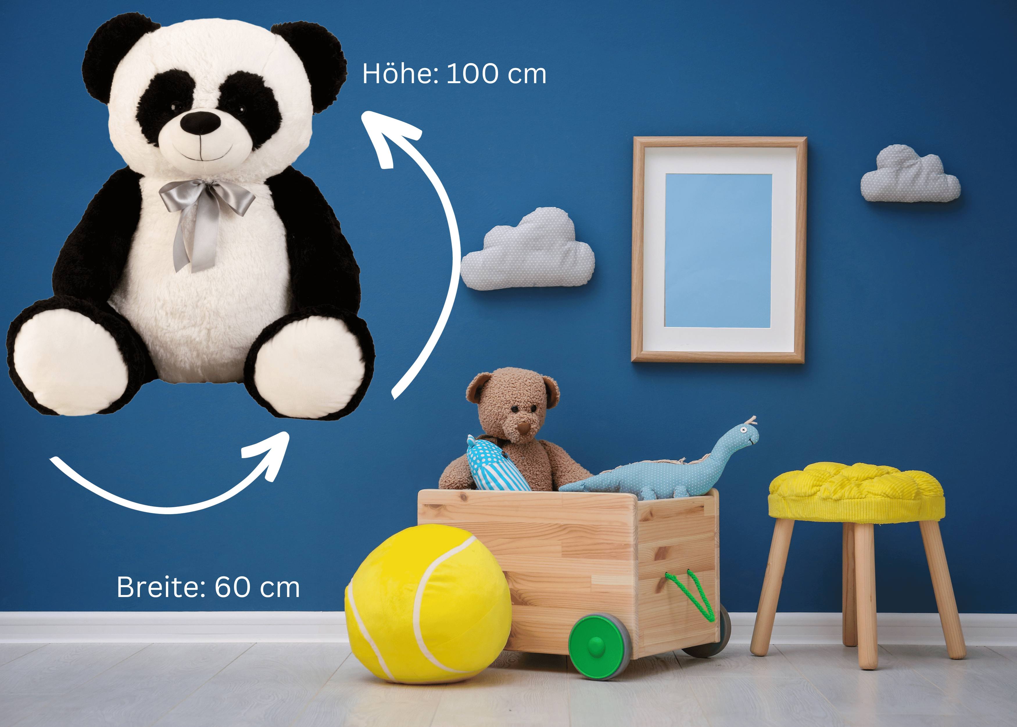 Riesen Pandabär Kuschelbär XXL 100 cm groß Plüschbär Kuscheltier Panda samtig weich