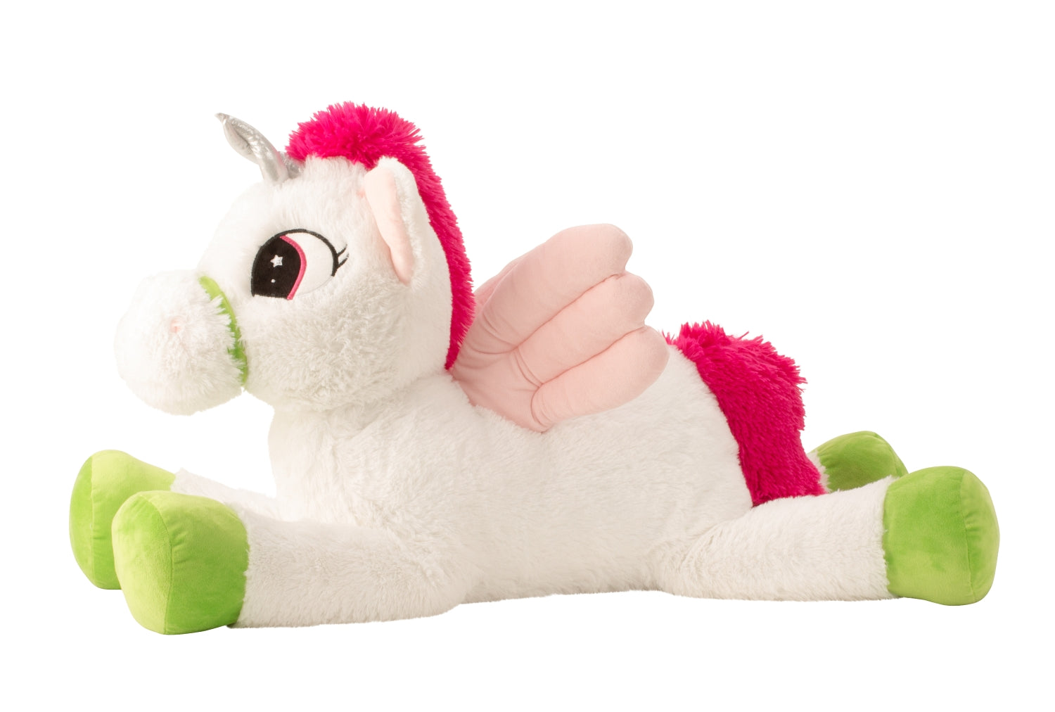 Lifestyle &amp; More Large unicorn with wings soft toy plush toy white/pink XL 85 cm tall