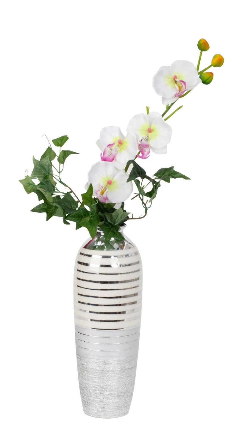 Vase décoratif moderne vase à fleurs vase de table en céramique argent hauteur 31 cm