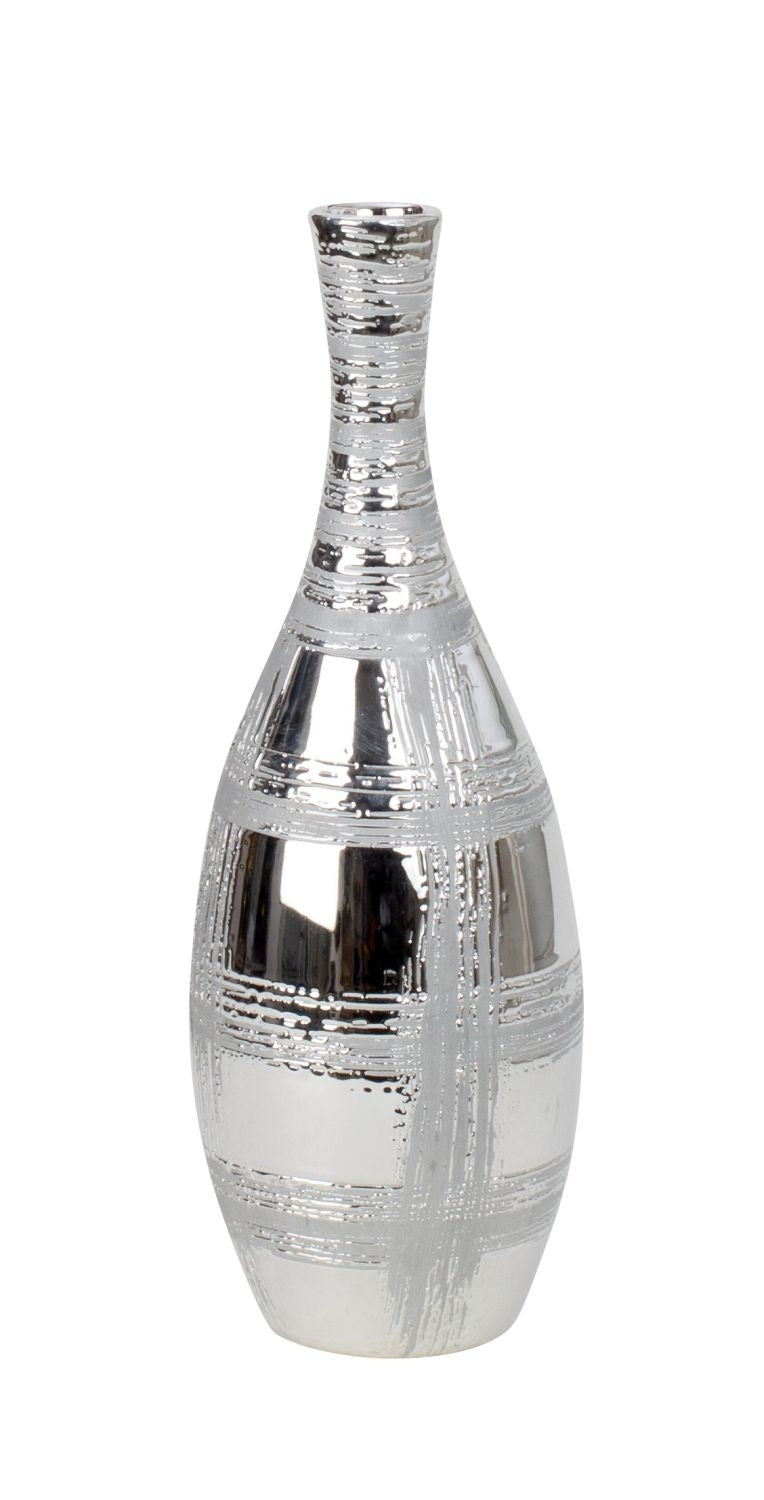 Modern decorative vase flower vase bottle vase ceramic silver 12x34 cm