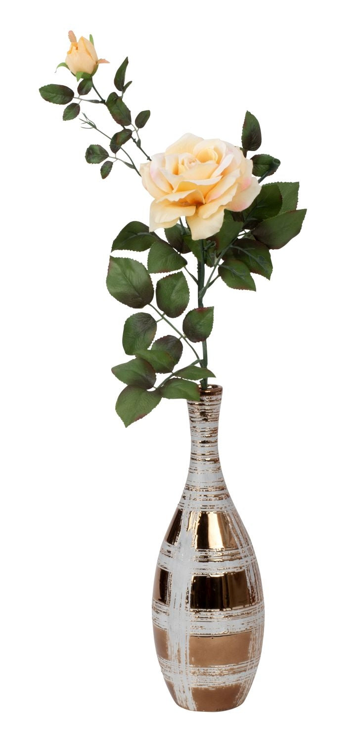 Modern decorative vase flower vase bottle vase ceramic silver/brown 12x34 cm