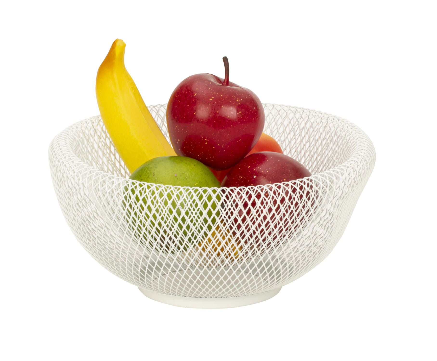 Modern metal fruit basket, white double-walled fruit bowl, fruit storage basket 25x13 cm