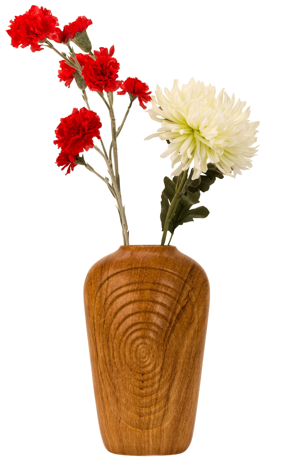 Vase décoratif moderne vase à fleurs vase de table en porcelaine aspect bois marron hauteur 31 cm