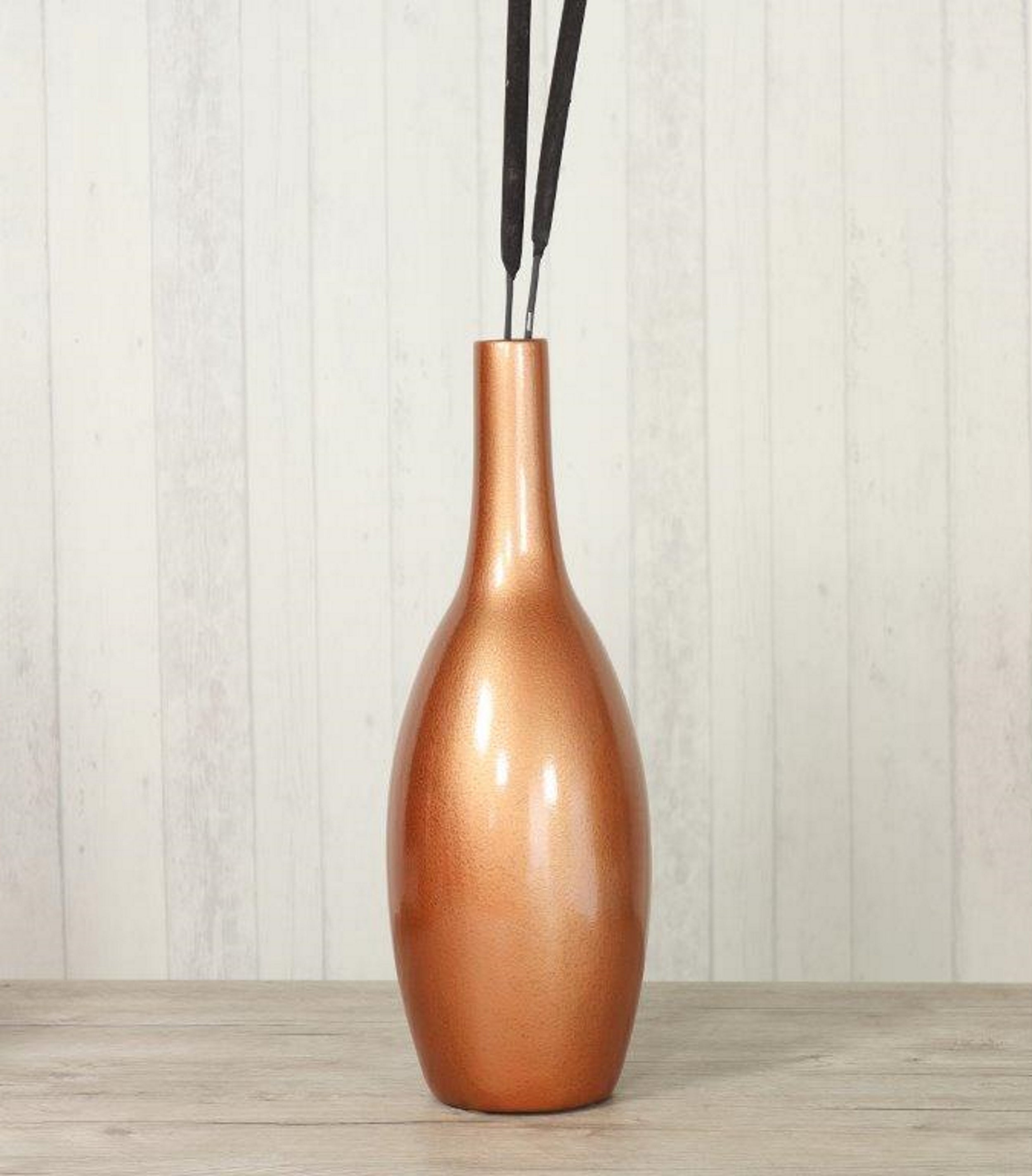 Moderne Dekovase Blumenvase Flaschenvase Vase aus Keramik kupfer 11x32 cm