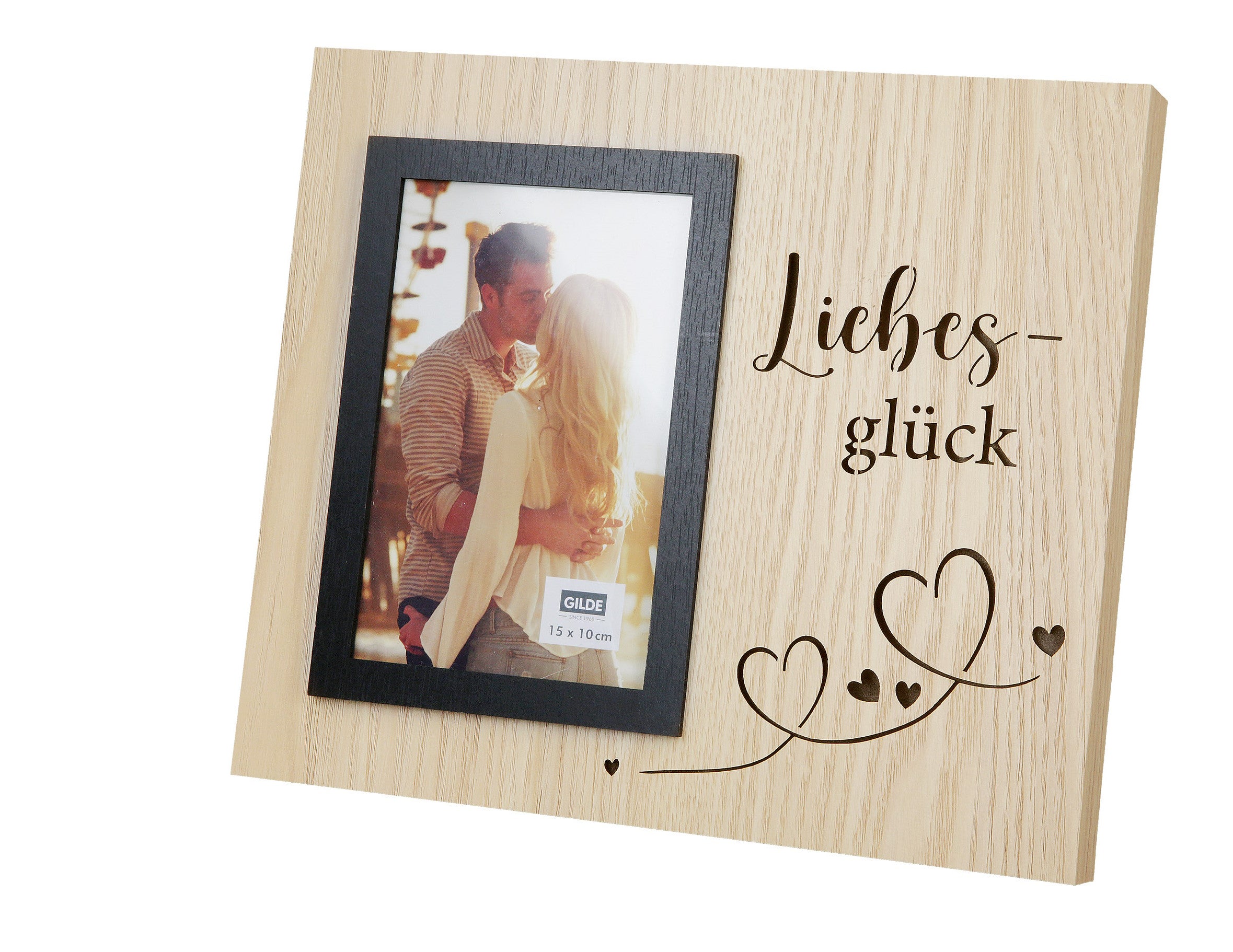 Cadre photo moderne en bois MDF avec éclairage LED (bonheur en amour)