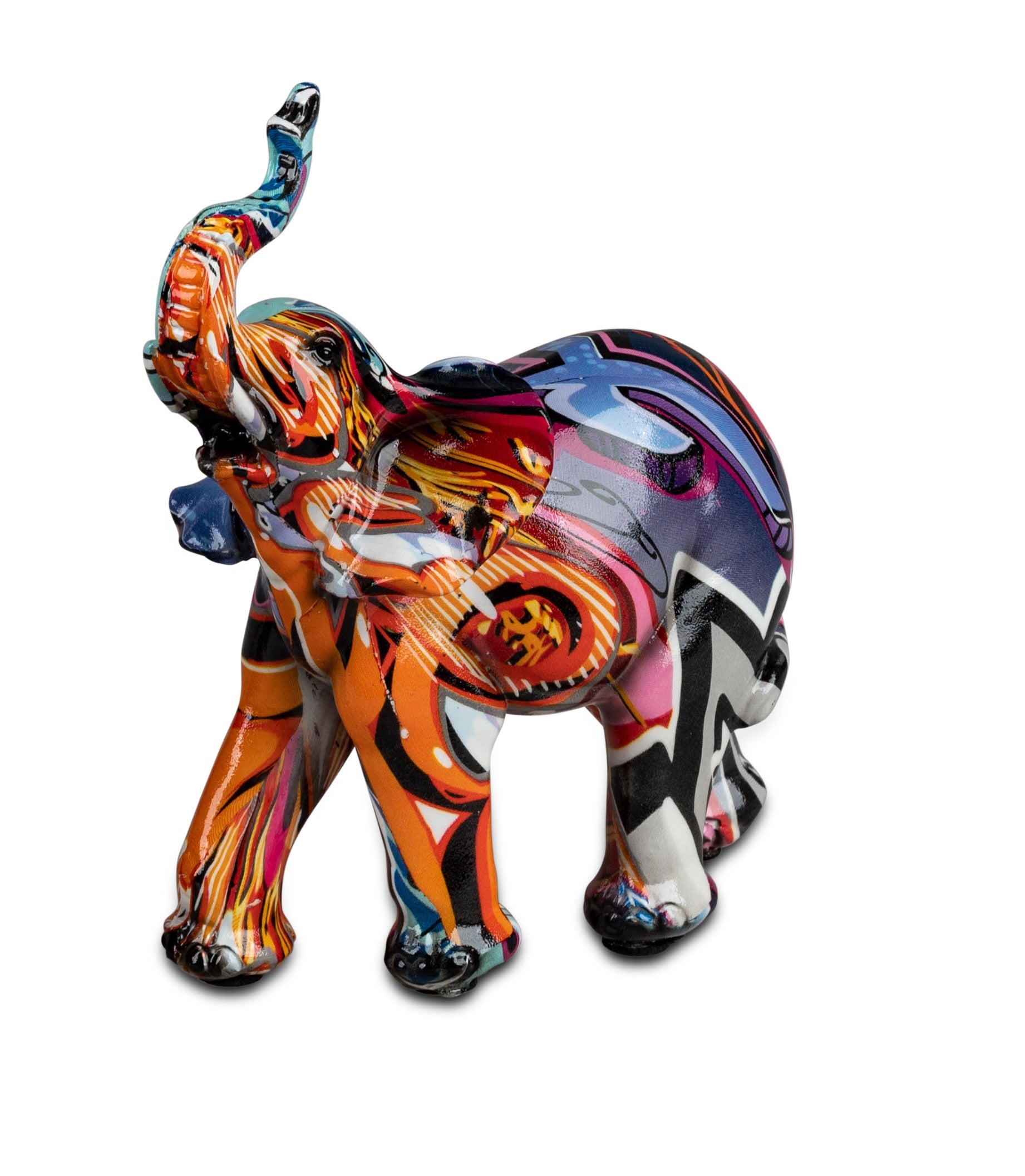 Sculpture moderne figure décorative éléphant POP Art en pierre artificielle, multicolore, 12x14 cm