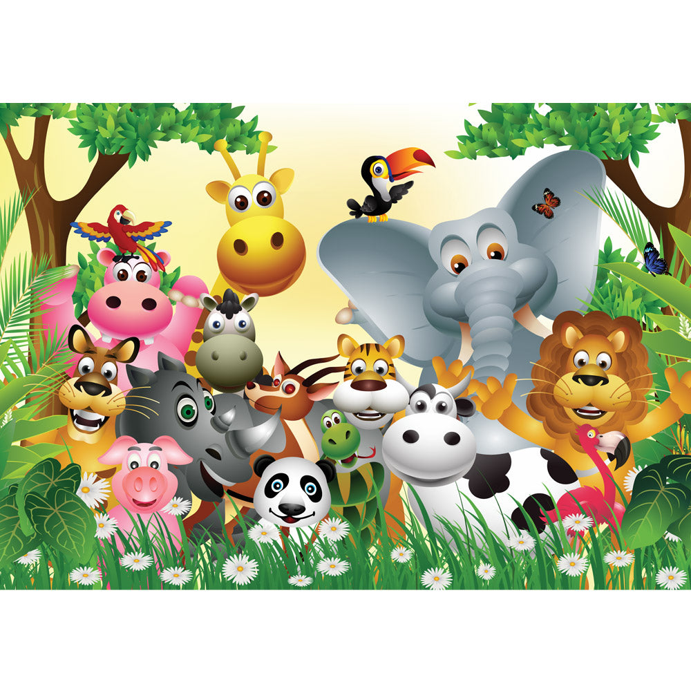 Nonwoven photo wallpaper Jungle Animals Party children's wallpaper wallpaper children's room jungle zoo animals