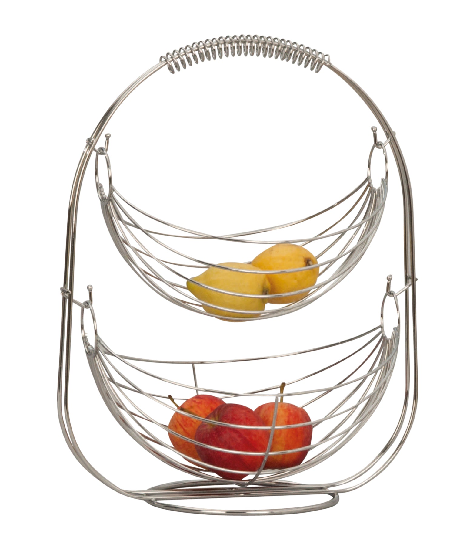 Designer Obstkorb Früchtekorb Etagere Obstschale aus Metall silber verchromt 45 cm hoch