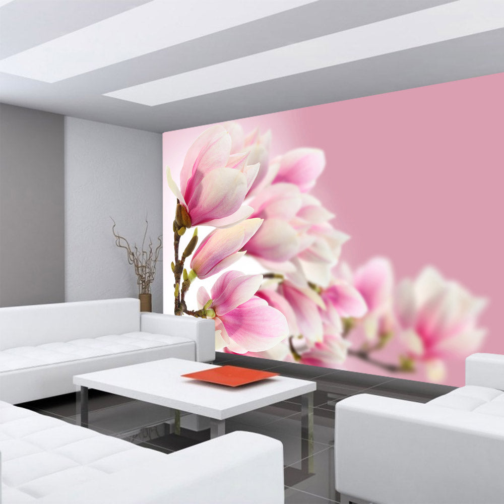 Nonwoven photo wallpaper Pink Magnolia flowers wallpaper flower tendril plants nature orchid pink 