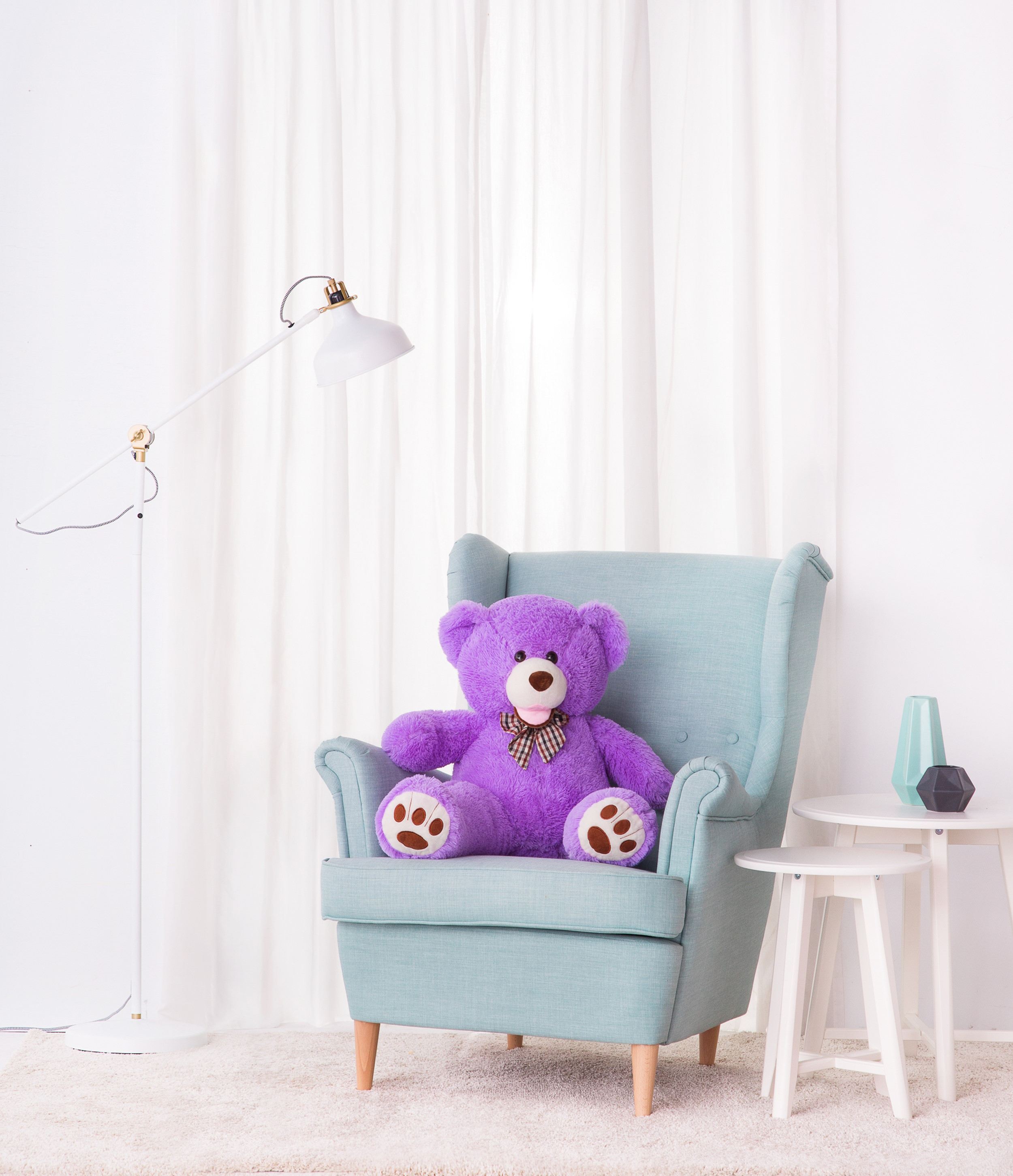 Giant teddy bear cuddly bear 90 cm large purple plush bear cuddly toy velvety soft