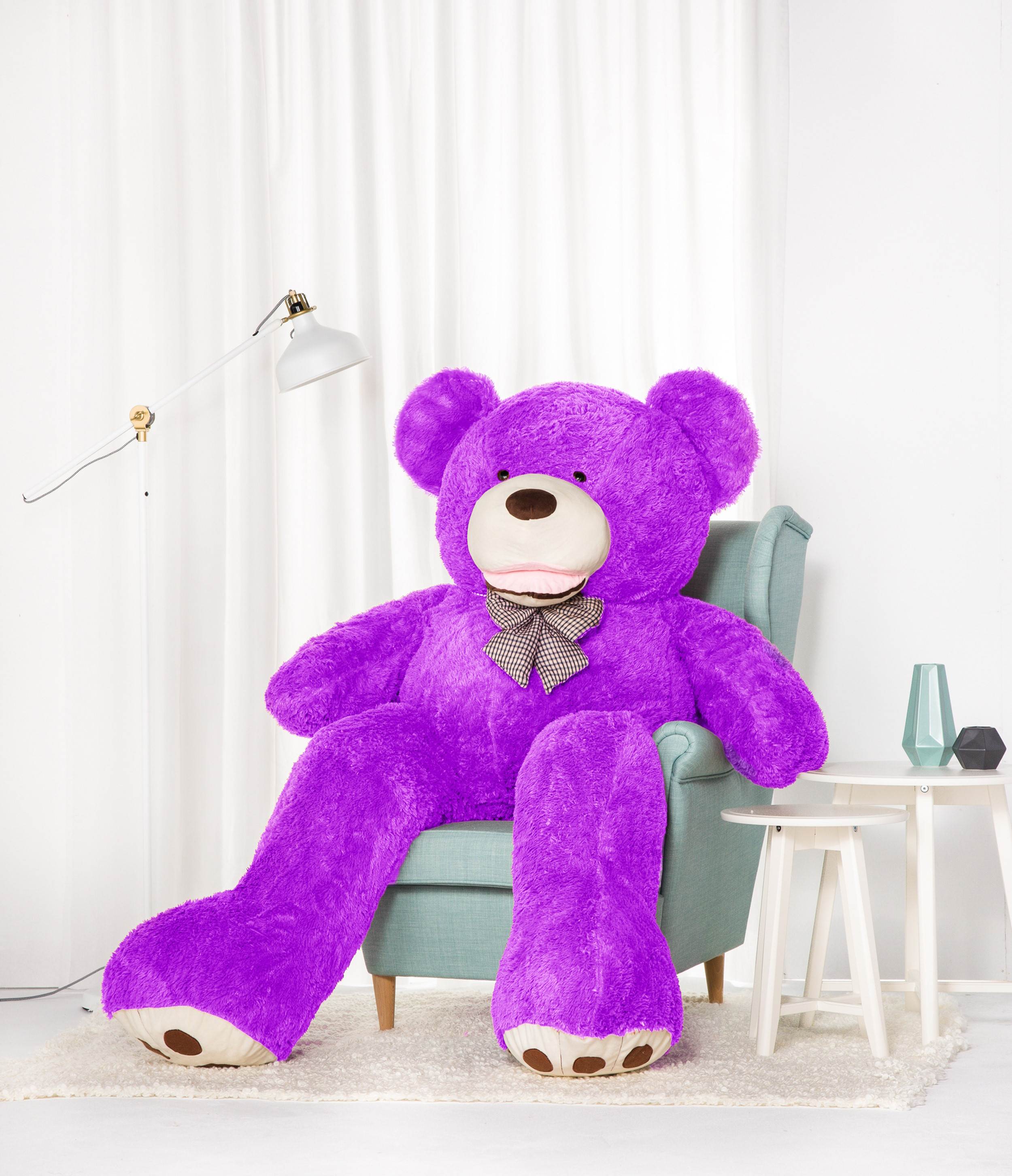 Giant teddy bear cuddly bear 160 cm large XXL purple plush bear cuddly toy velvety soft