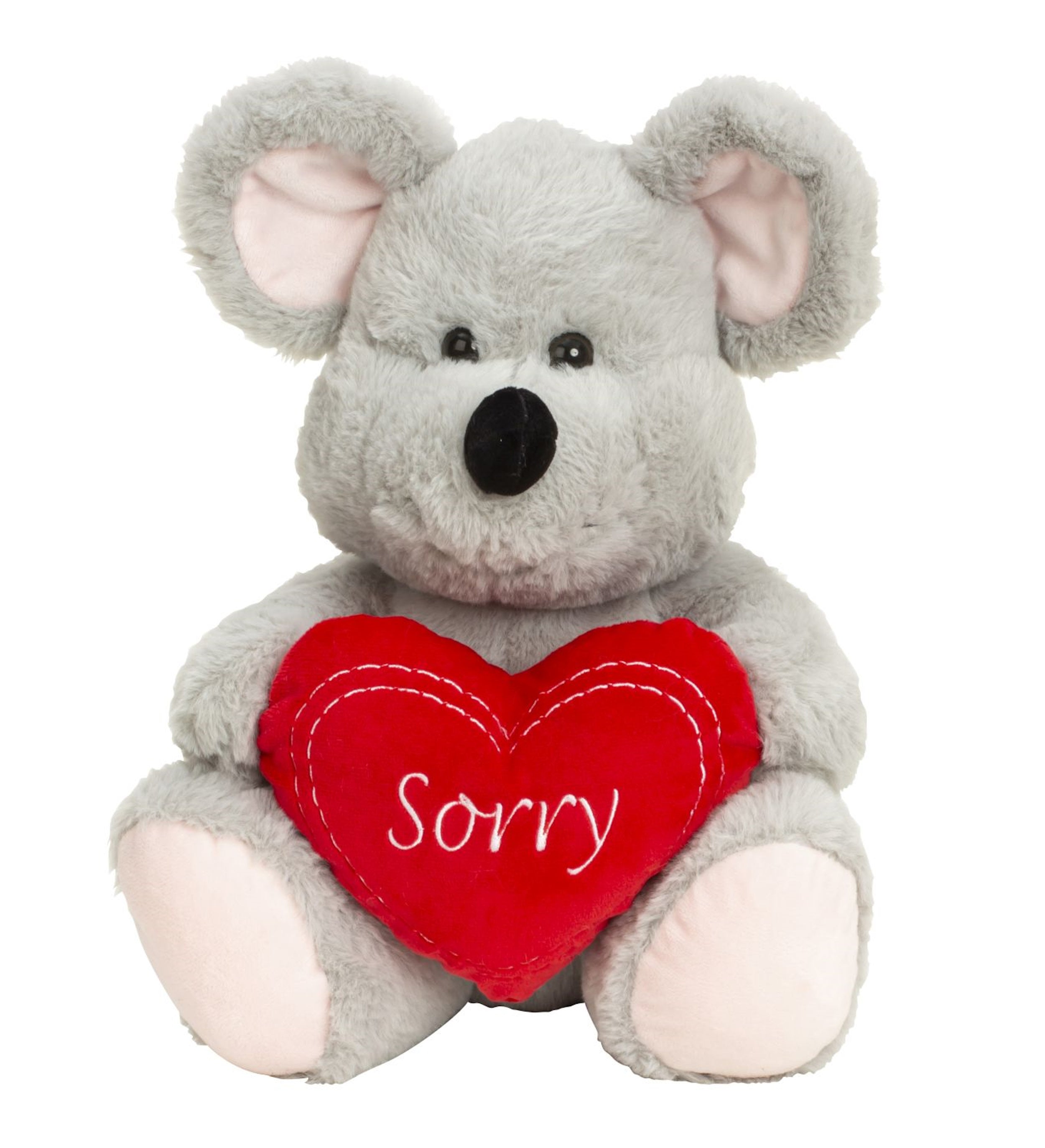 Peluche souris avec cœur et inscription Sorry 30 cm de haut, souris en peluche, ours en peluche doux et velouté