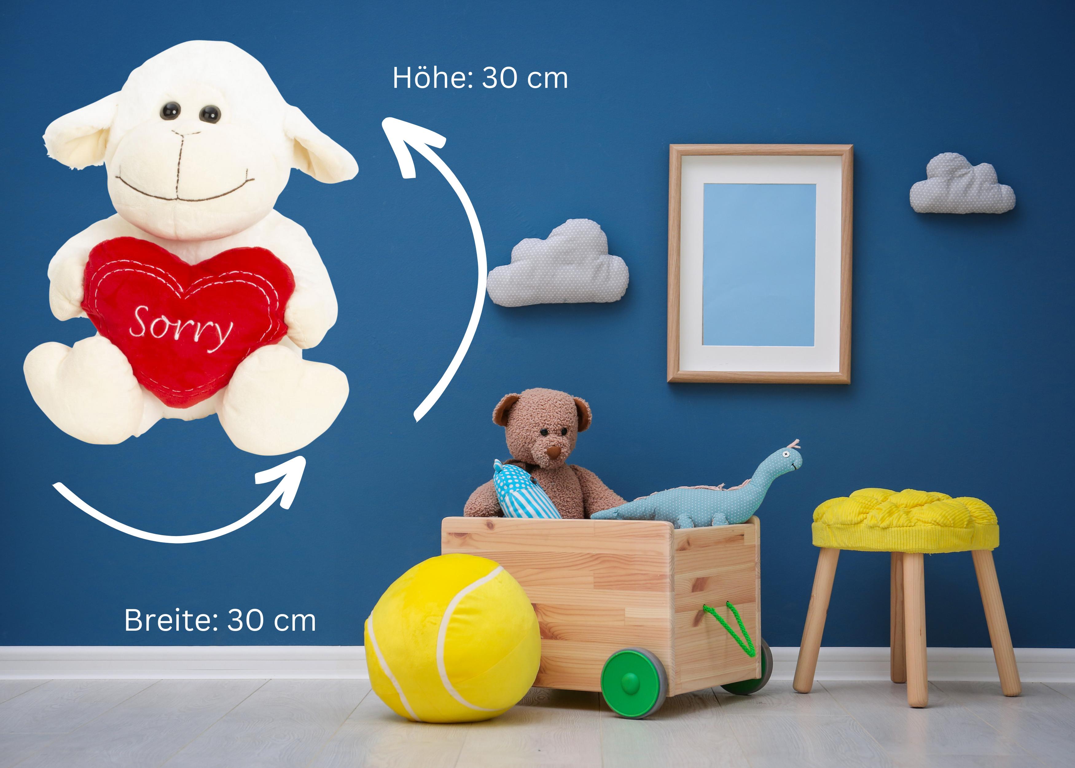 Peluche mouton avec coeur Désolé 30 cm grand mouton en peluche ours en peluche doux et velouté