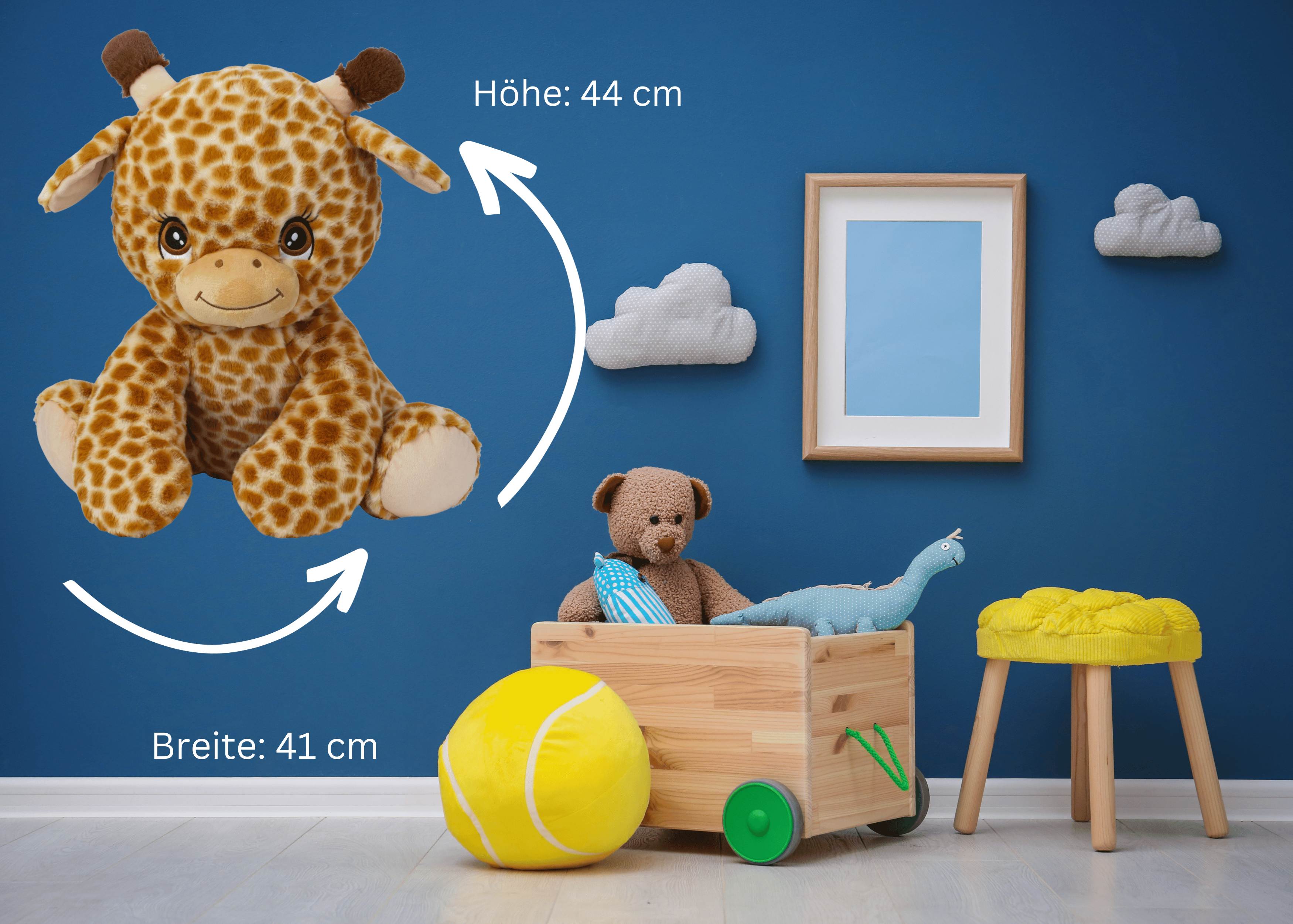 Peluche ours en peluche girafe marron avec des yeux doux hauteur assise 44 cm doux et câlin