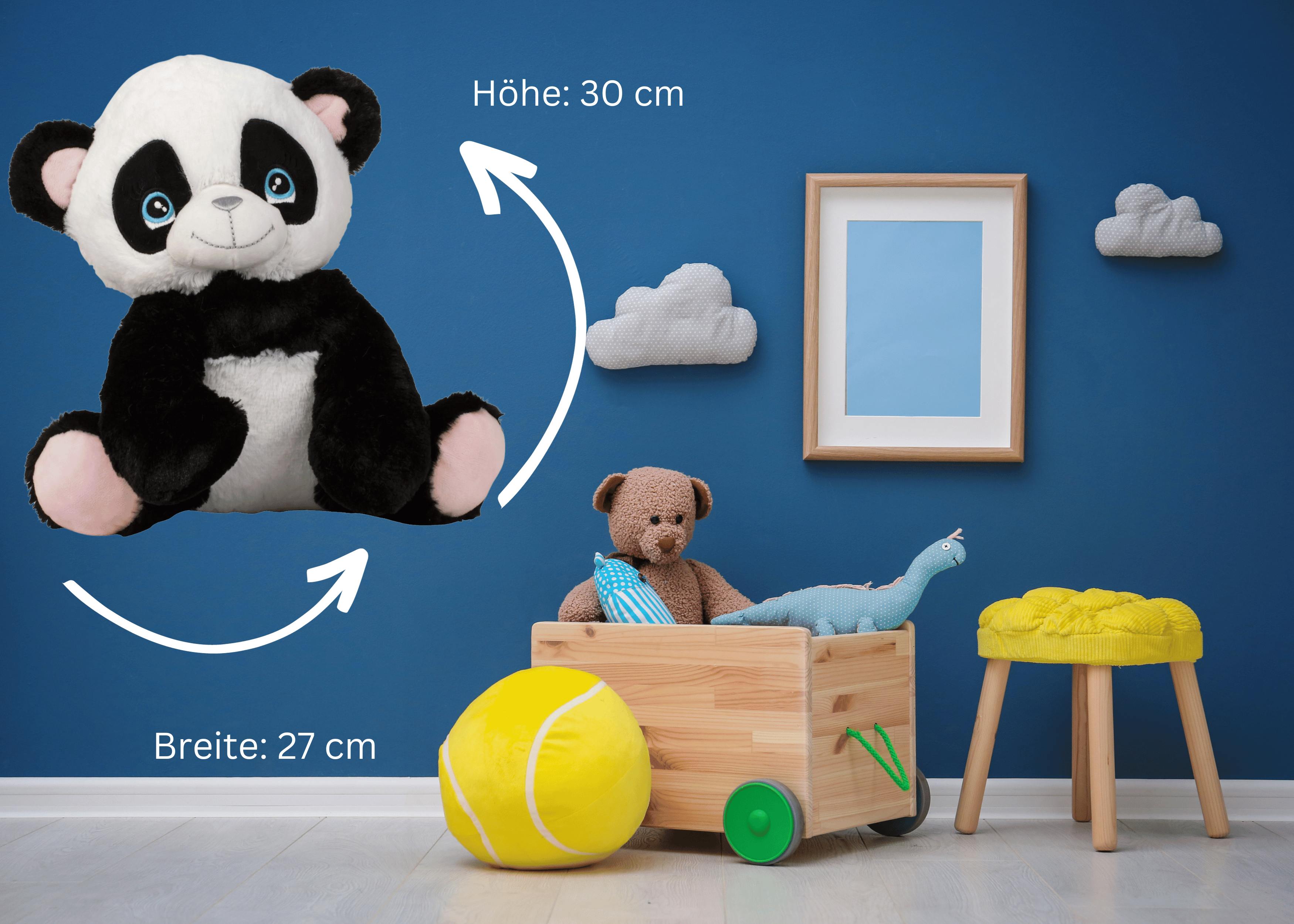 Peluche ours en peluche panda noir/blanc avec des yeux doux, hauteur d'assise 30 cm, doux et câlin