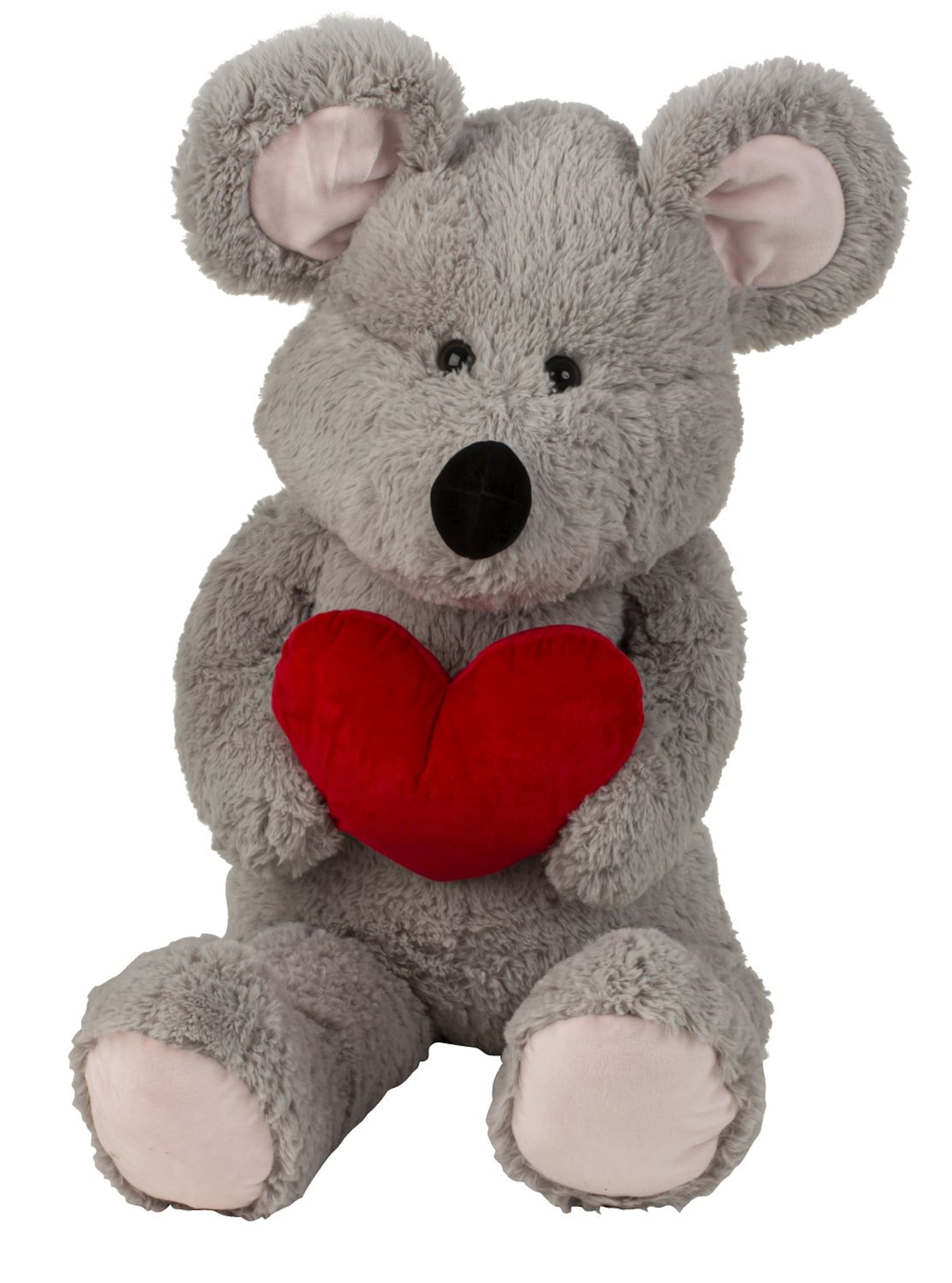 Giant plush toy mouse cuddly bear XL100 cm tall grey with heart plush mouse cuddly toy velvety soft