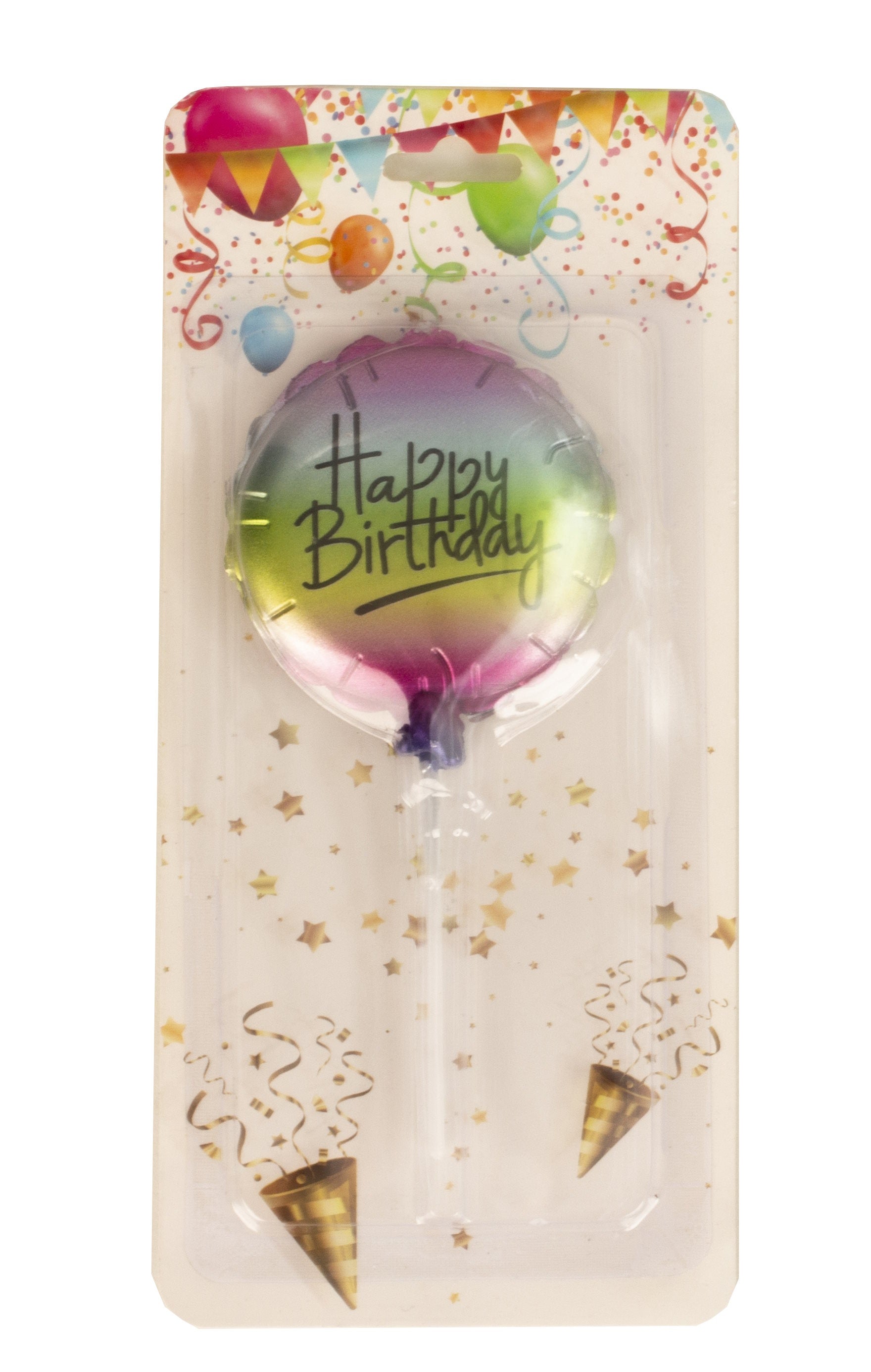 Bougies d'anniversaire motif ballon couleurs arc-en-ciel Bougie Happy Birthday hauteur 13 cm