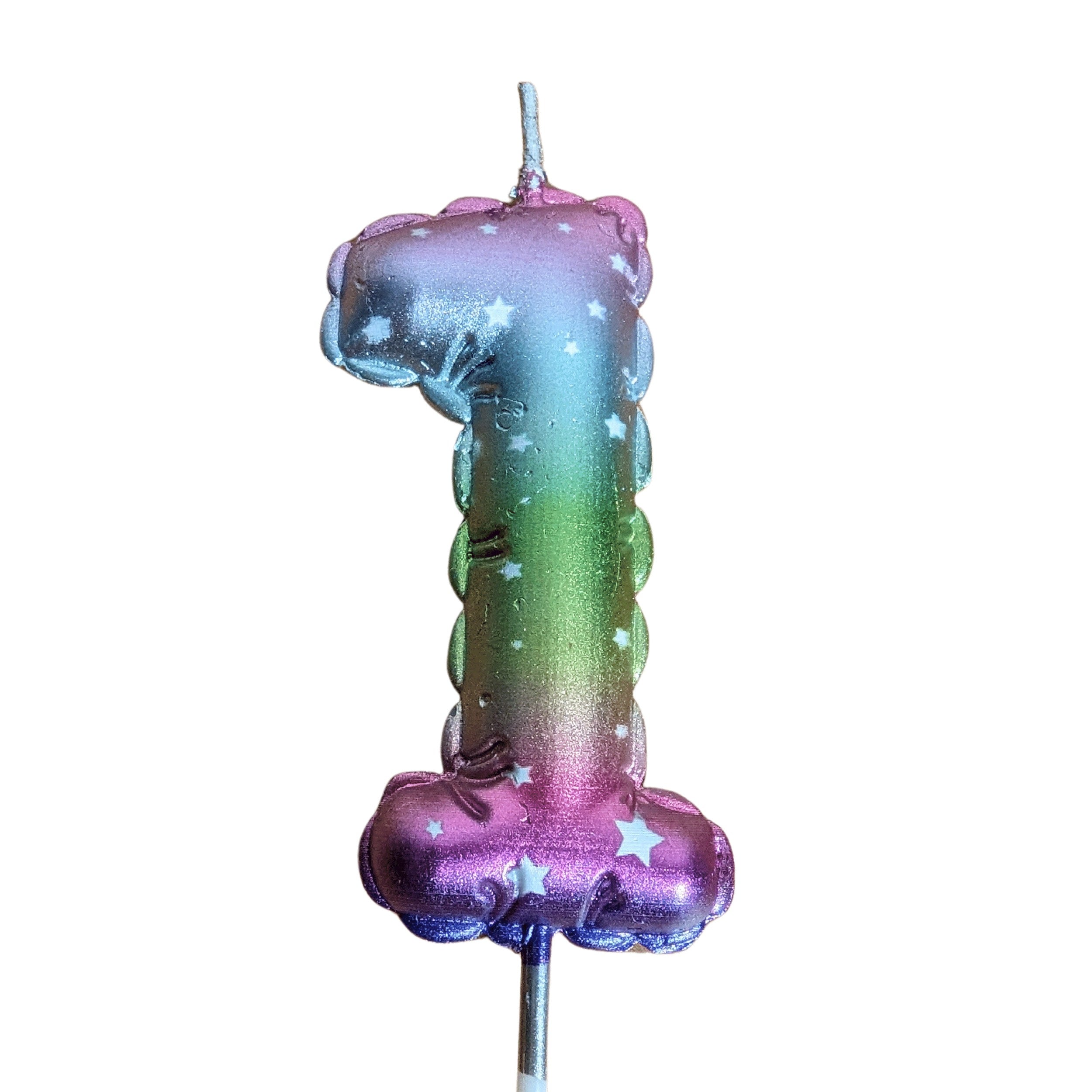 Birthday candles balloon pattern in rainbow colors number 1 height 8 cm