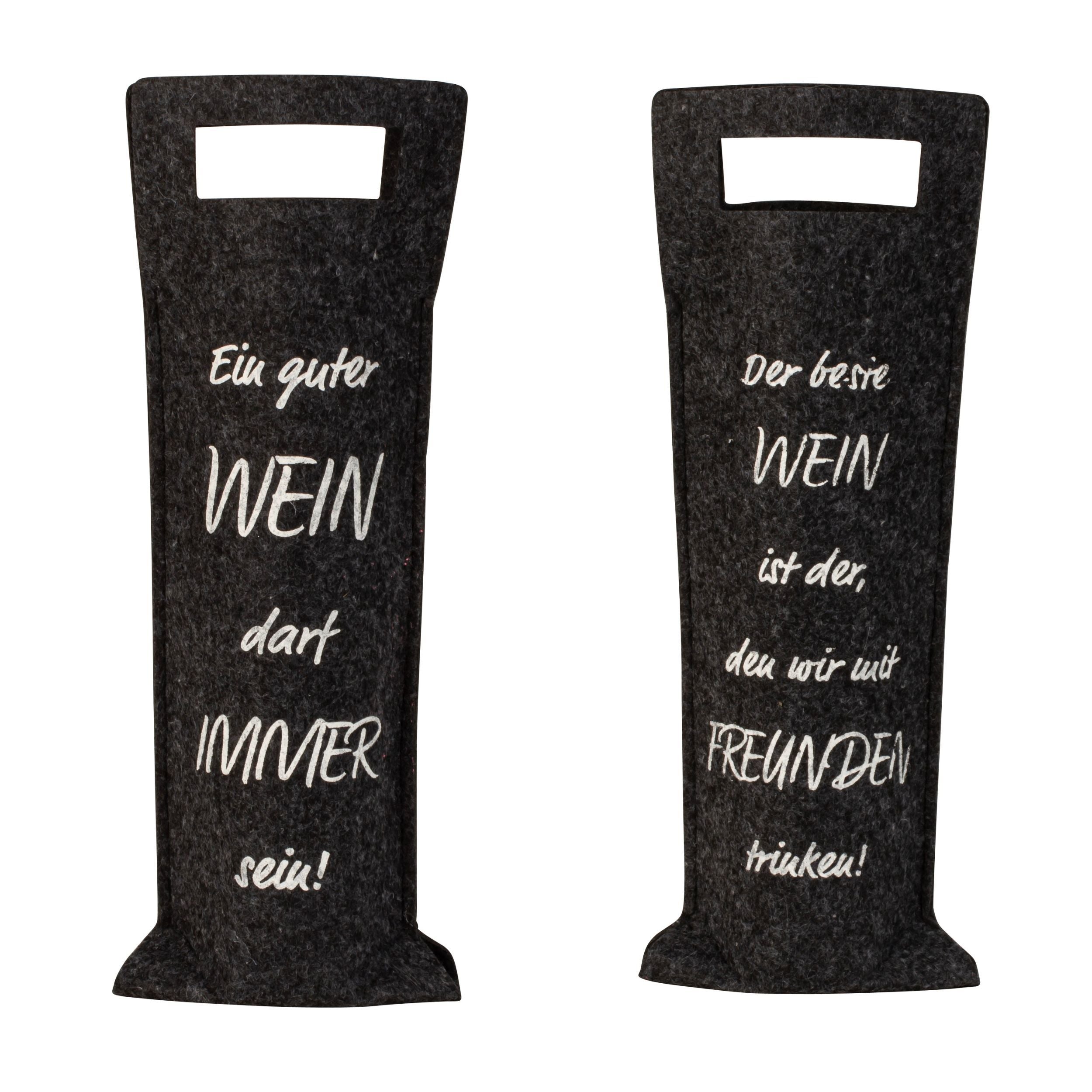 2 x Weintasche Weinflaschentüte Geschenkverpackung aus Filz schwarz Höhe 41 cm Breite 14,5 cm