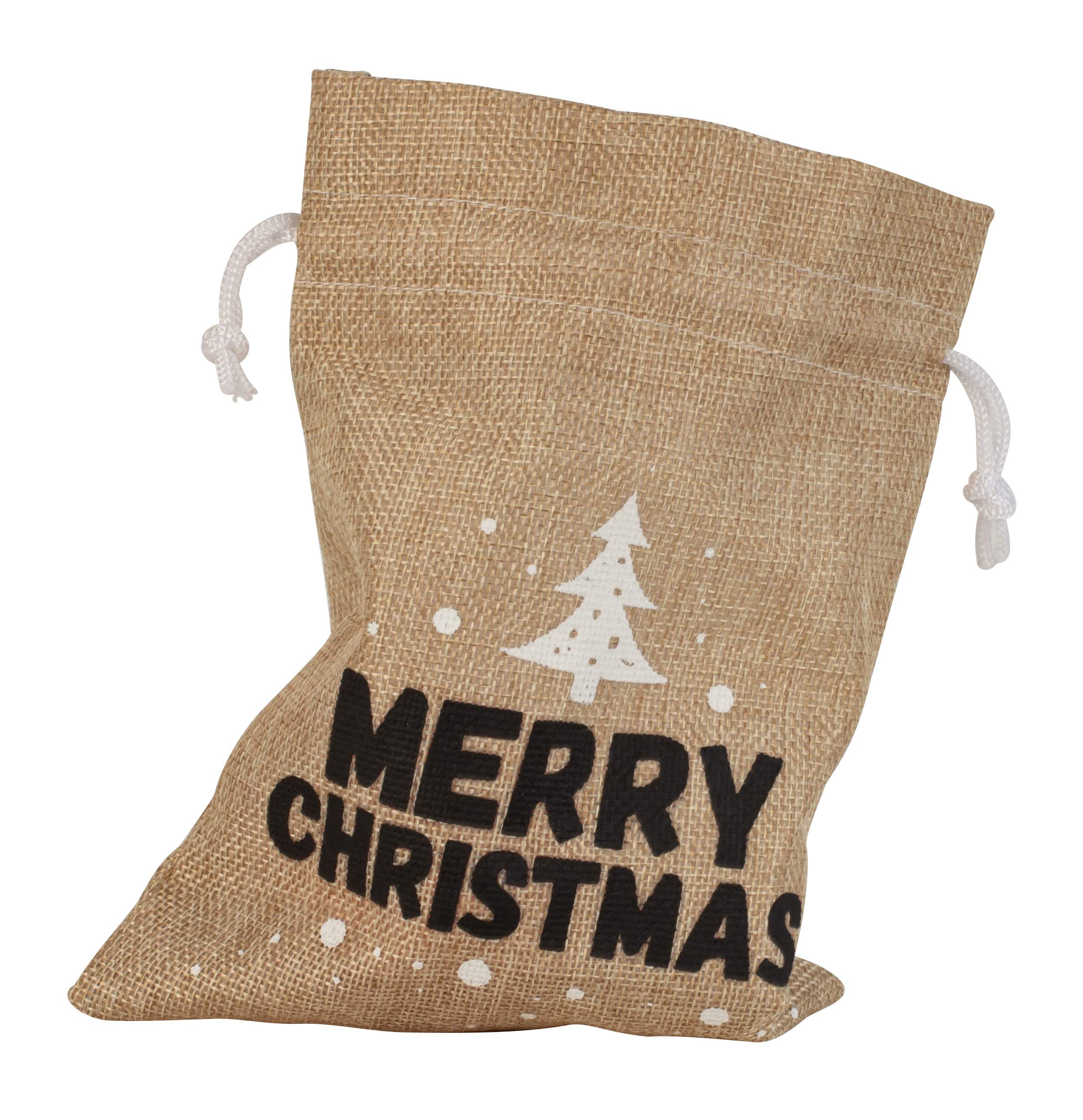 4 pieces of brown jute sack with Christmas motif Merry Christmas 17x23 cm