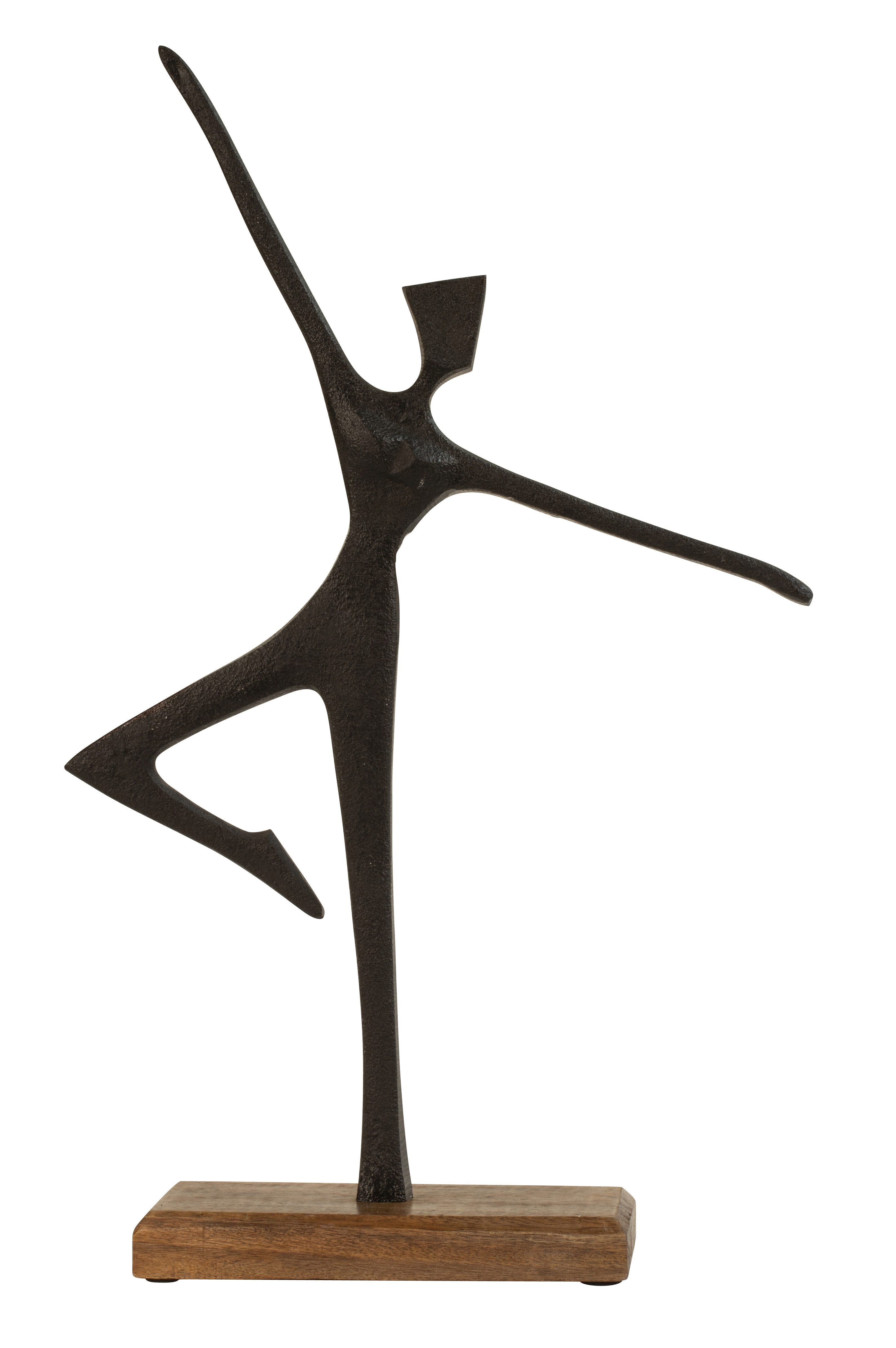 Sculpture decorative figure woman in dancing position on base made of wood/metal brown/black 28x46 cm