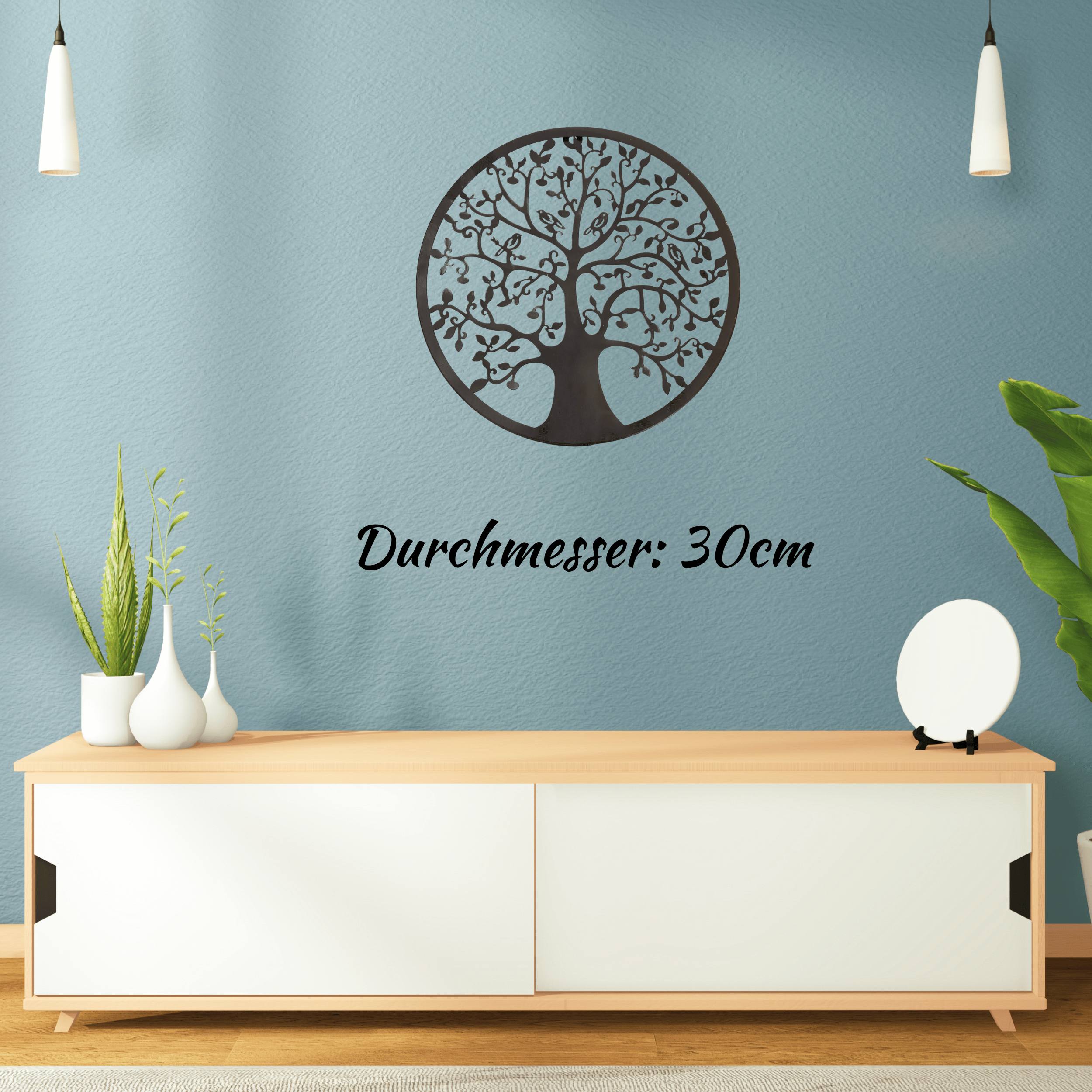 Décoration murale moderne sculpture murale arbre de vie noir en métal ⌀ 30 cm