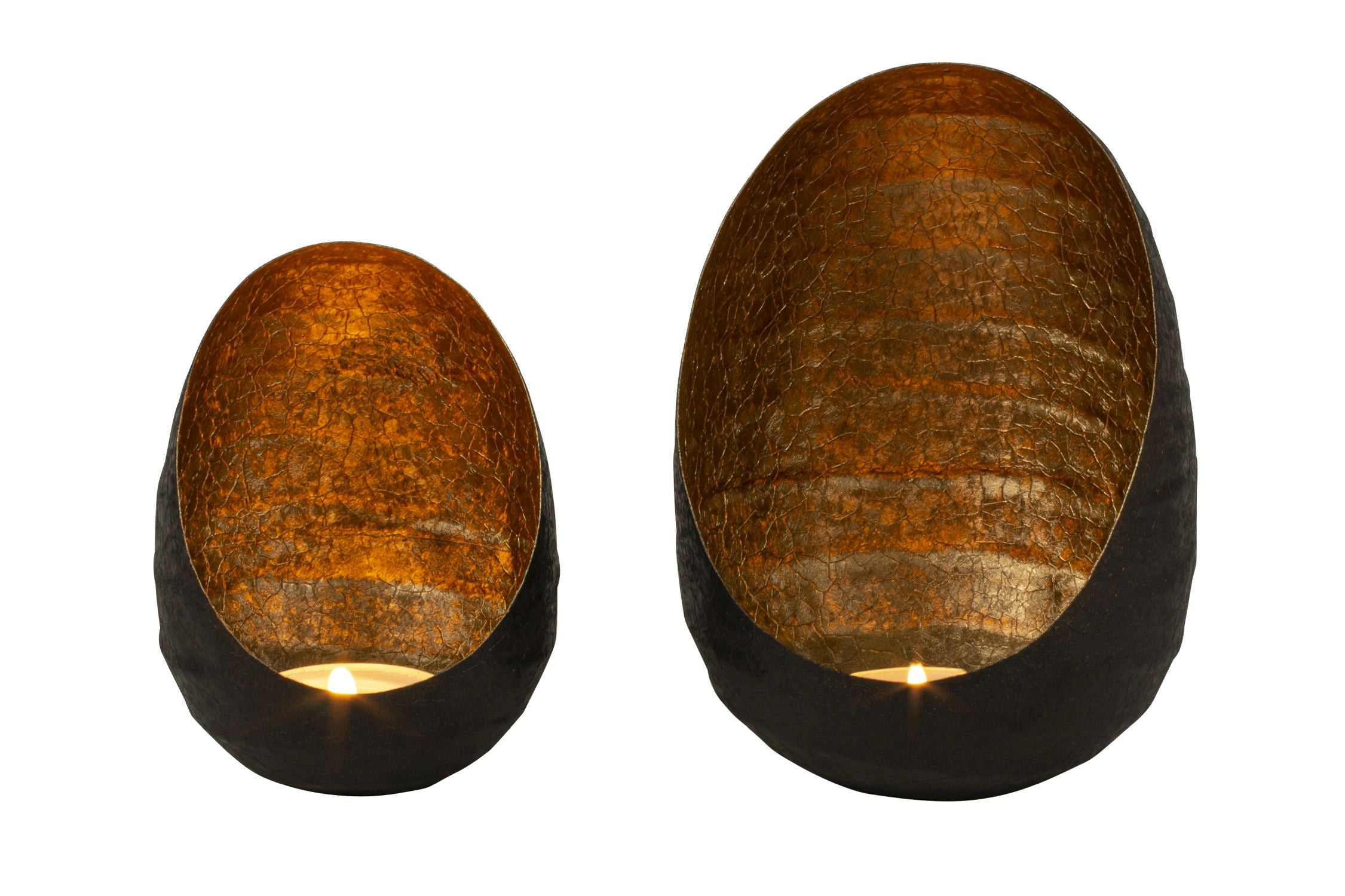 Modern lantern made of metal in a set of 2 black and gold inside Height 16 cm and 21 cm diameter 11