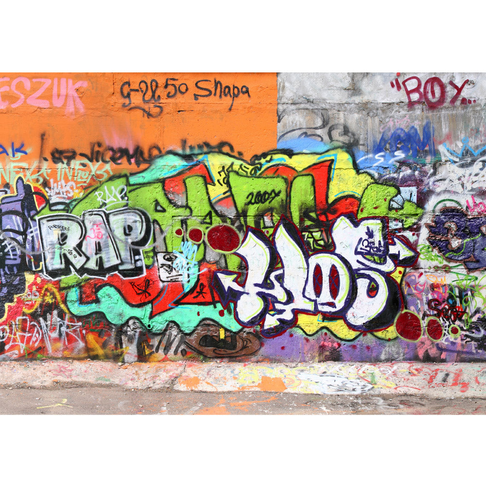 Nonwoven photo wallpaper Graffiti Stone WallChildren's wallpaper Wallpaper children's room Graffiti Streetart 3D colorful colorful