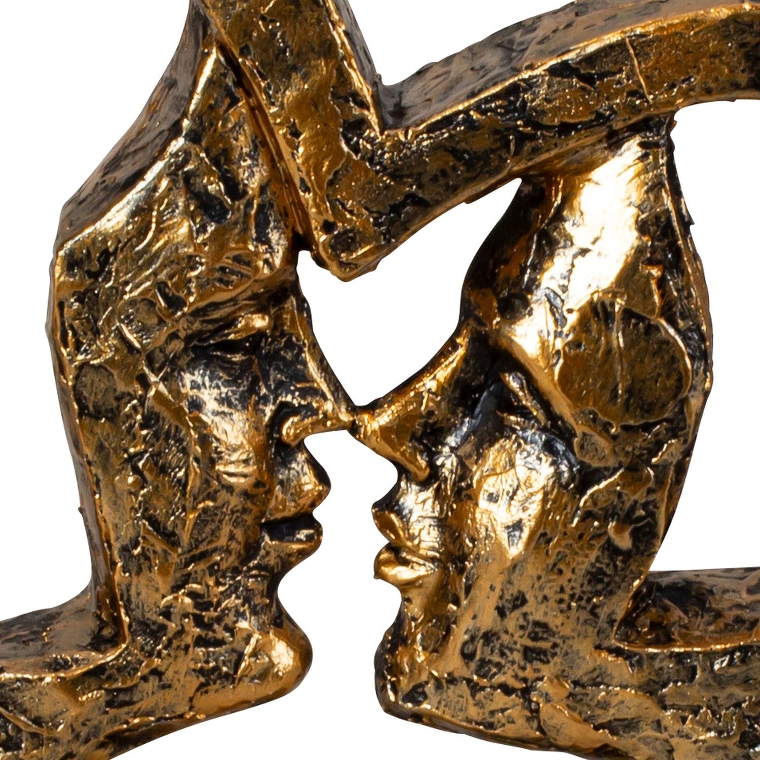 Herz Skulptur Gesicht an Gesicht gold aus Kunststein Höhe 21cm Breite 20cm