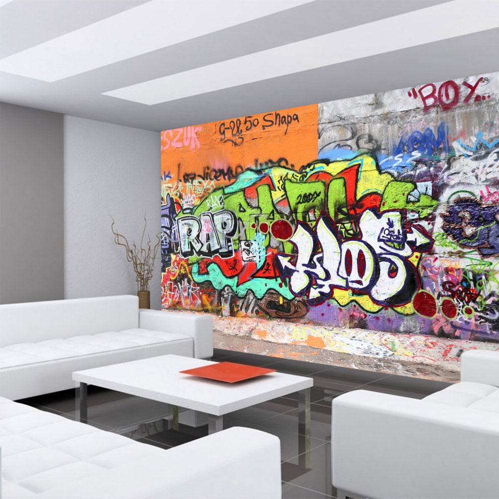 Nonwoven photo wallpaper Graffiti Stone WallChildren's wallpaper Wallpaper children's room Graffiti Streetart 3D colorful colorful