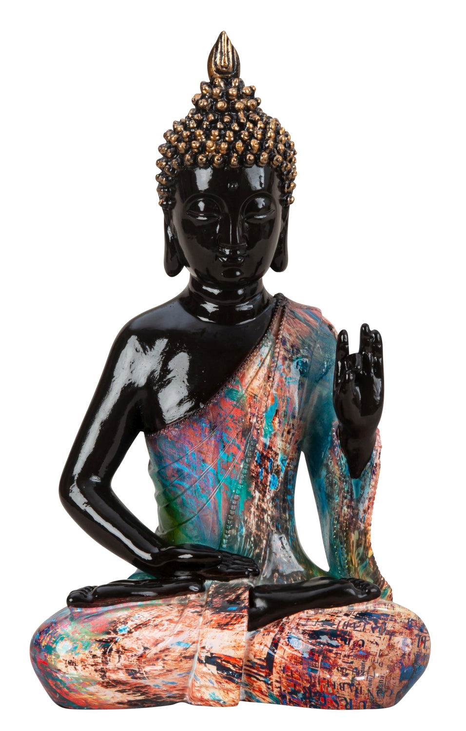 Sculpture Bouddha "Colorful Art" en polyrésine noir/coloré hauteur 31cm largeur 18cm