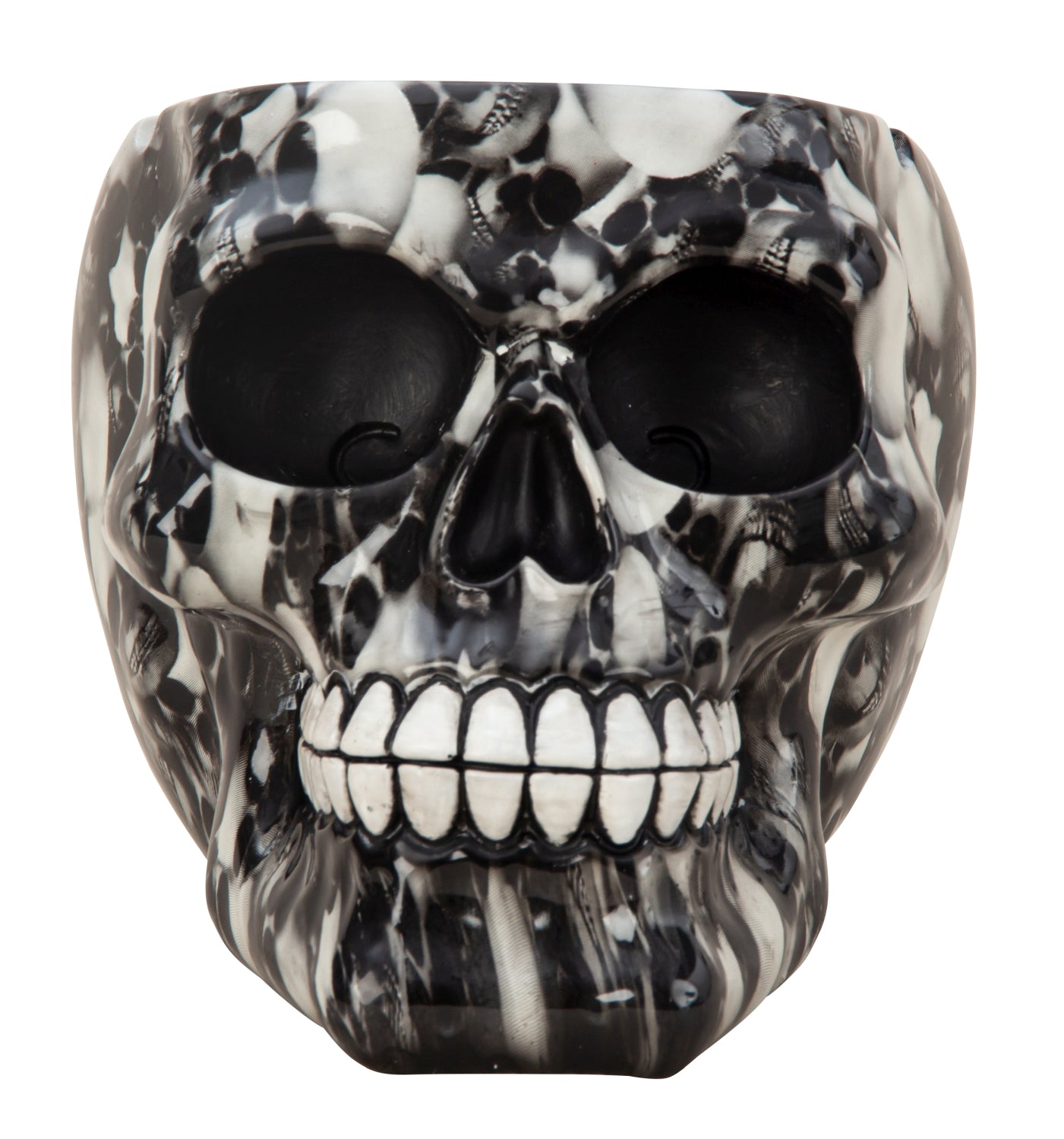 Skull ashtray black/white made of poly 15x10 cm