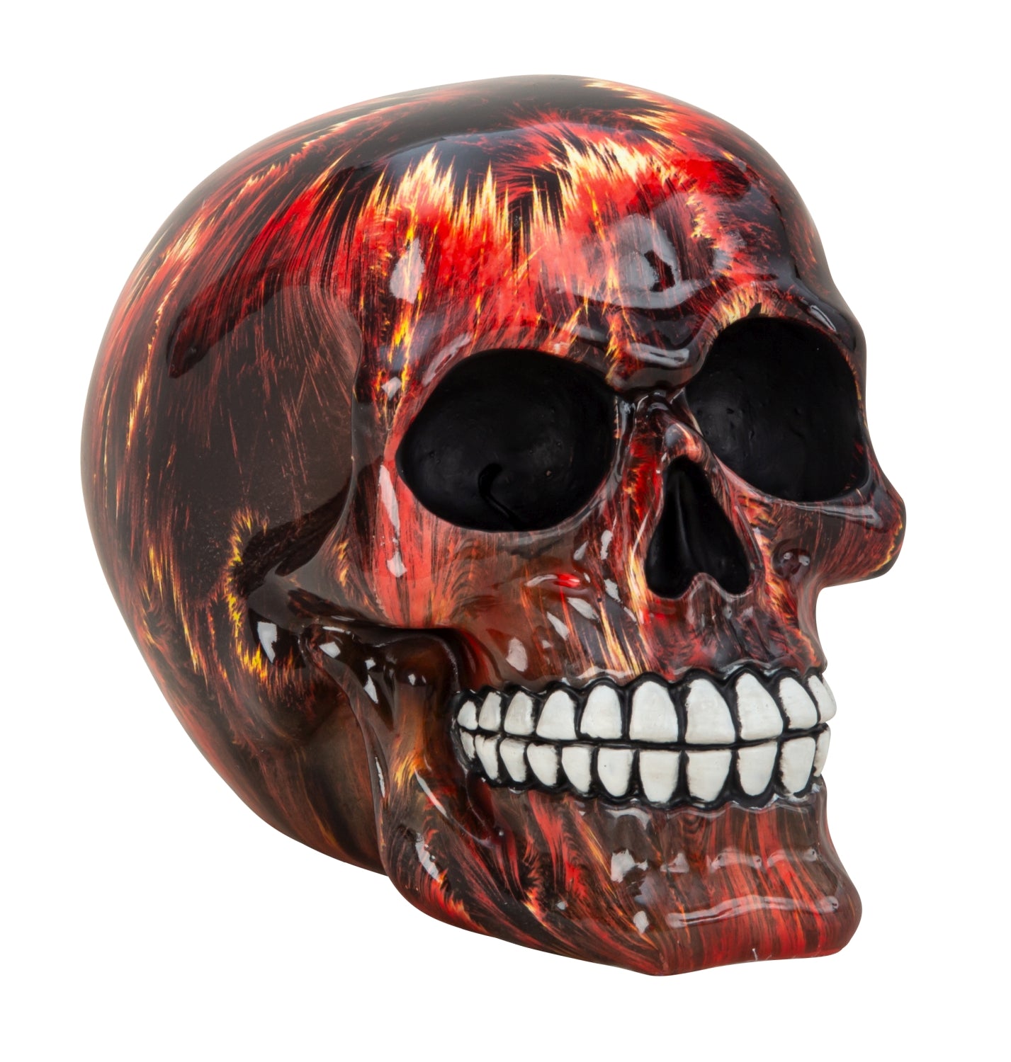 Skull sculpture decorative figure made of polyresin red/black height 12cm width 15cm