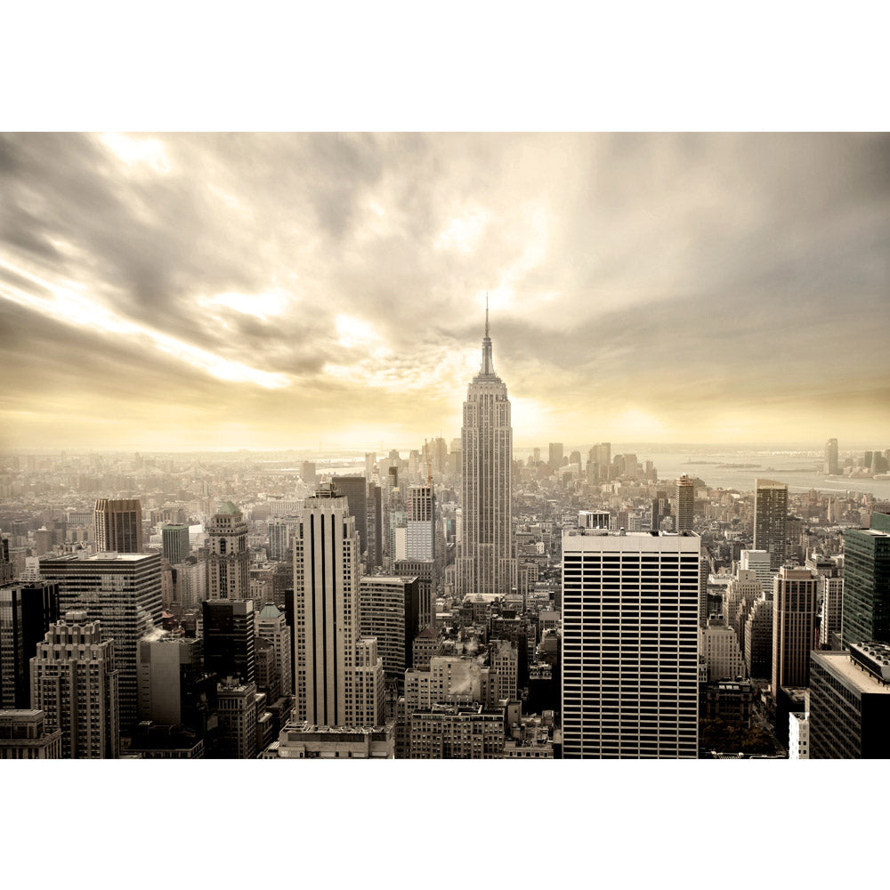 Non-woven photo wallpaper Manhattan Skyline View USA Wallpaper New York USA Skyline Sephia Empire State