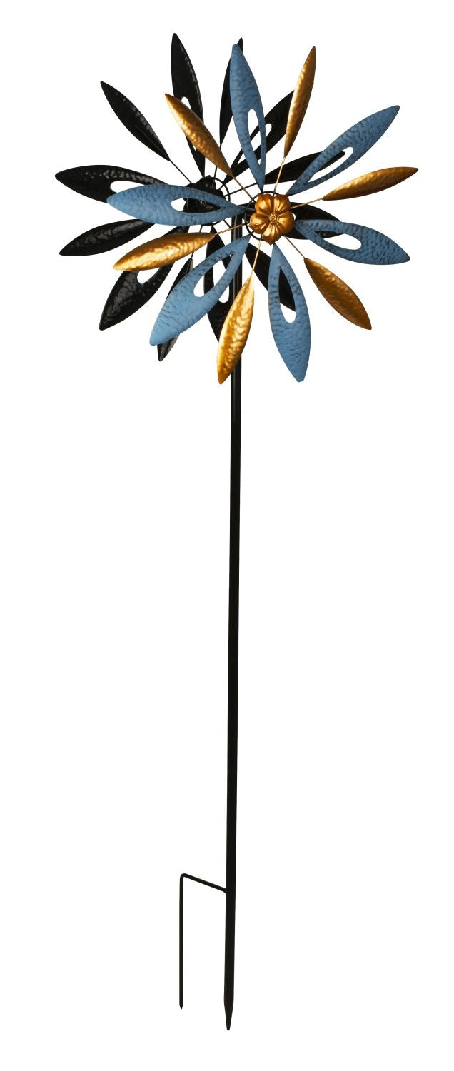 Carillon éolien Pinwheel multicolore en métal comme piquet de jardin hauteur 183 cm ⌀ 59 cm