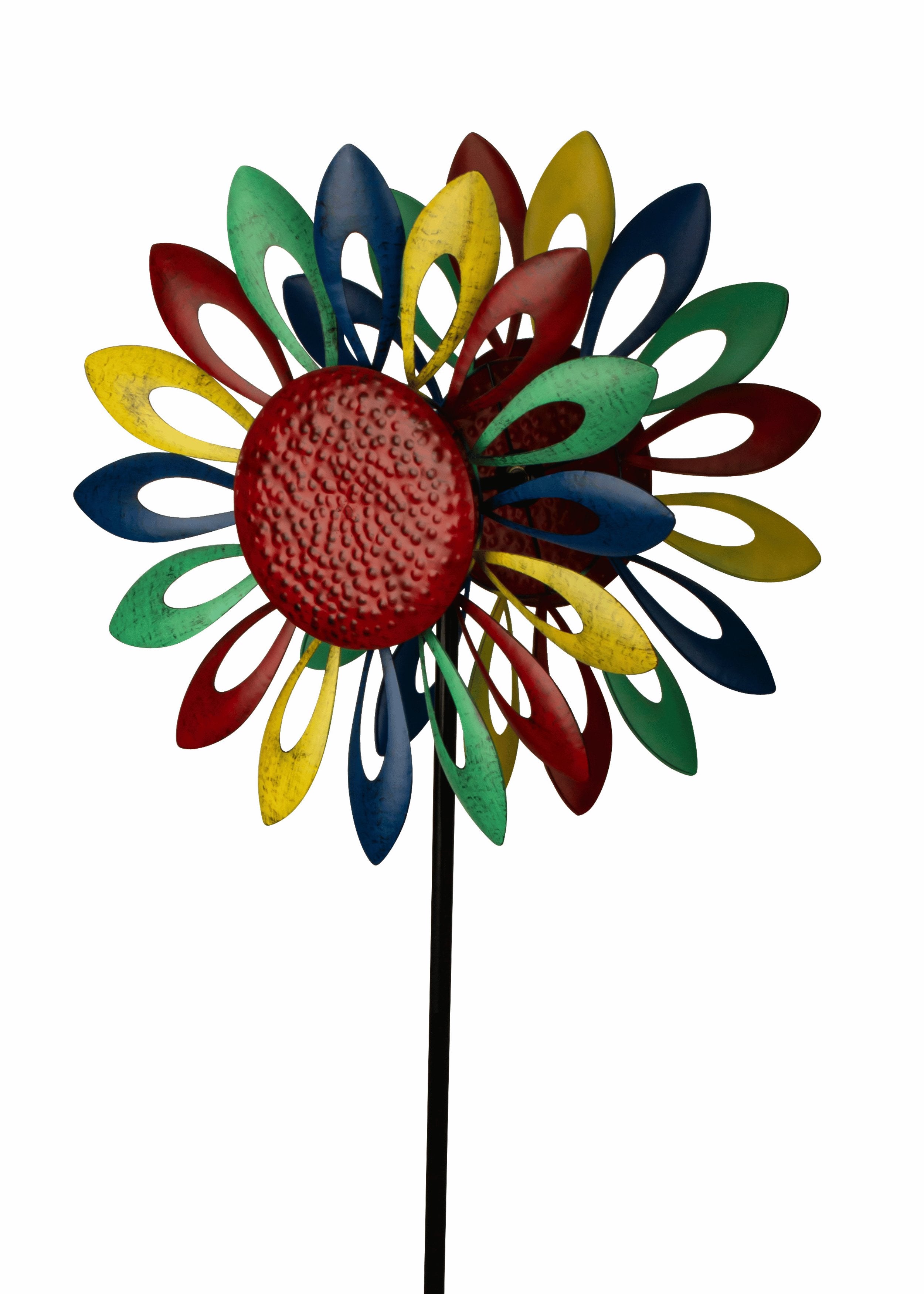 Windmill wind chime multi-coloured made of metal as a garden stake height 183 cm ⌀ 59 cm