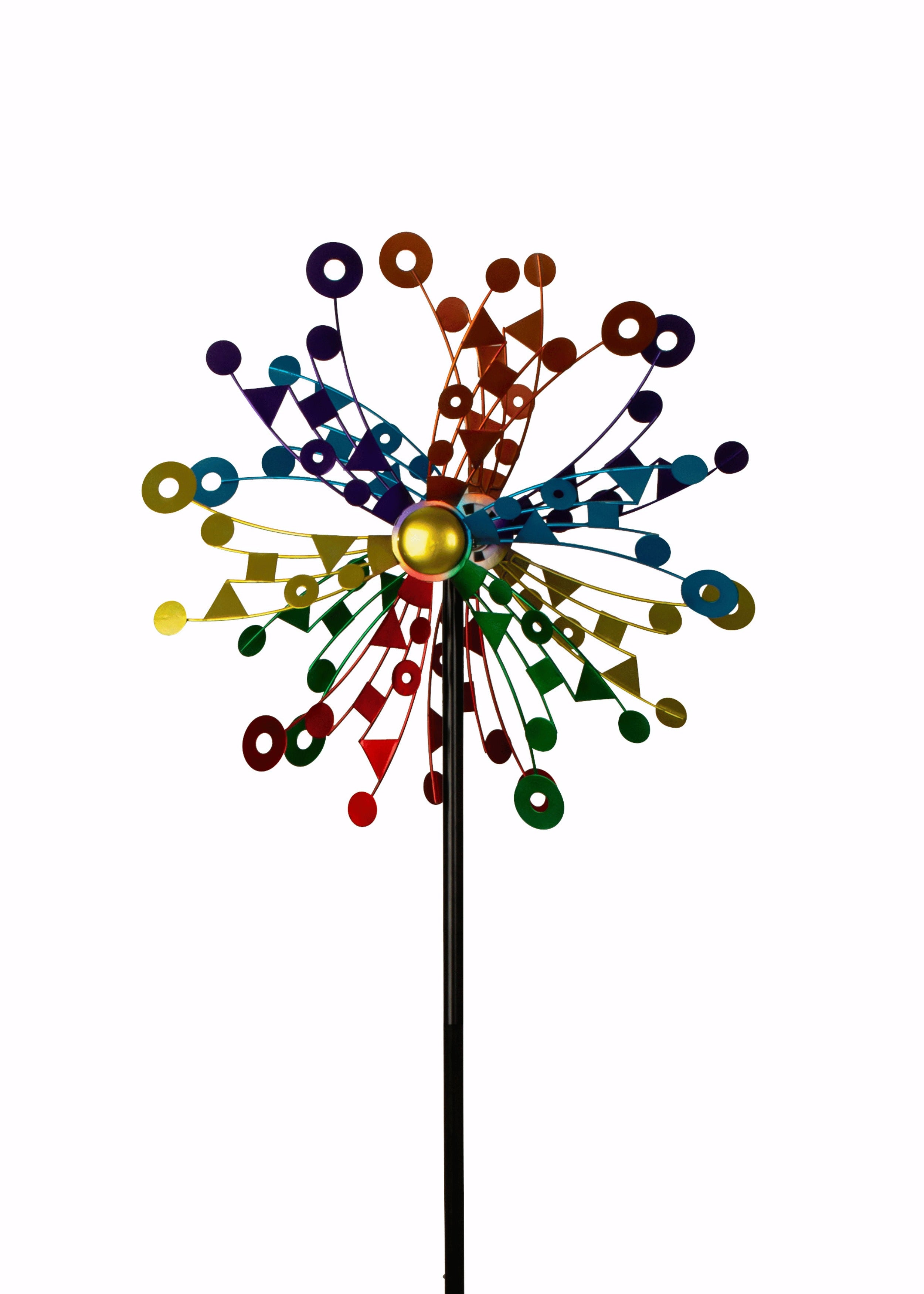 Carillon éolien Pinwheel multicolore en métal comme piquet de jardin hauteur 180 cm ⌀ 46 cm