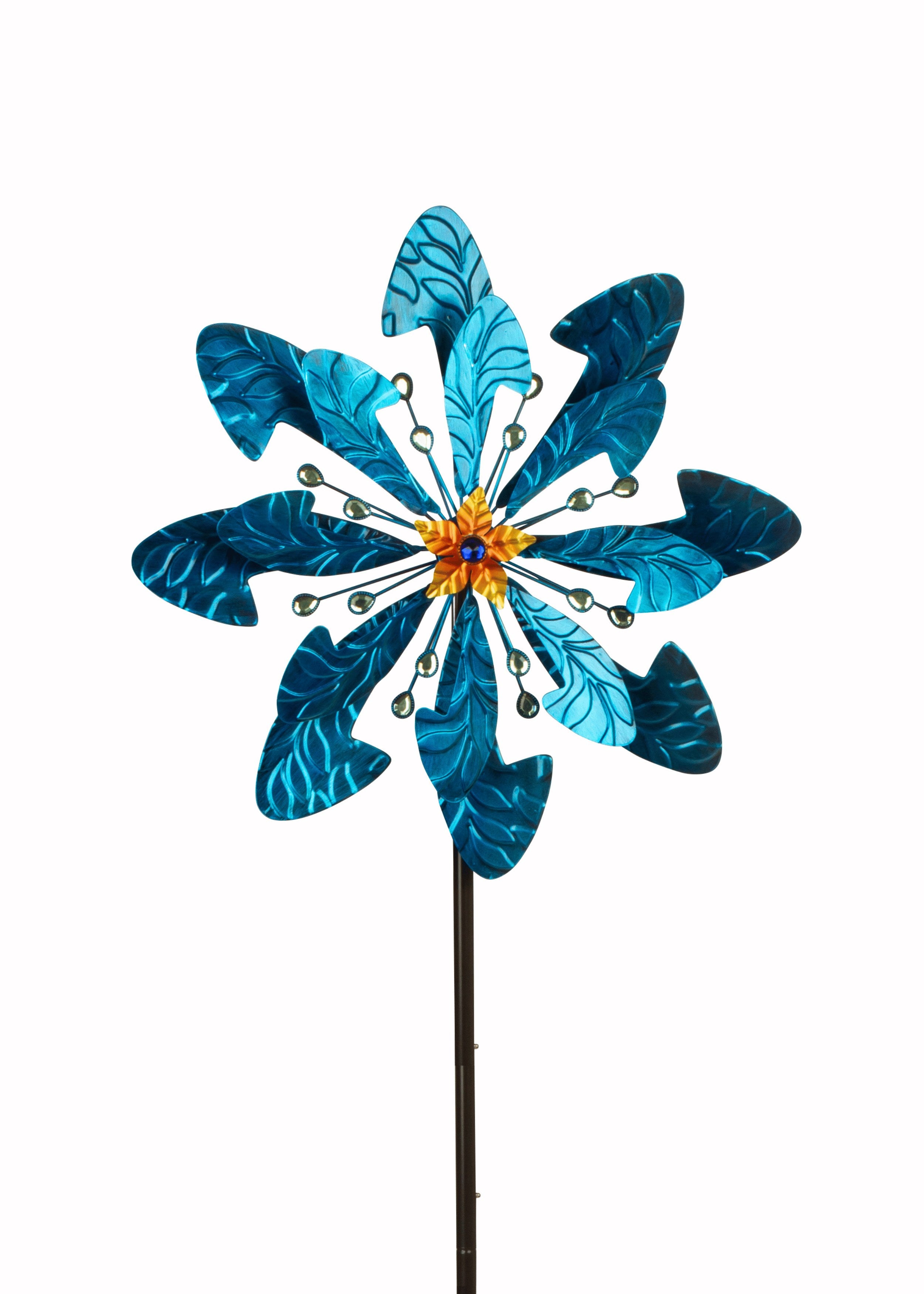 Windmill wind chime multi-coloured made of metal as a garden stake height 182 cm diameter 50 cm