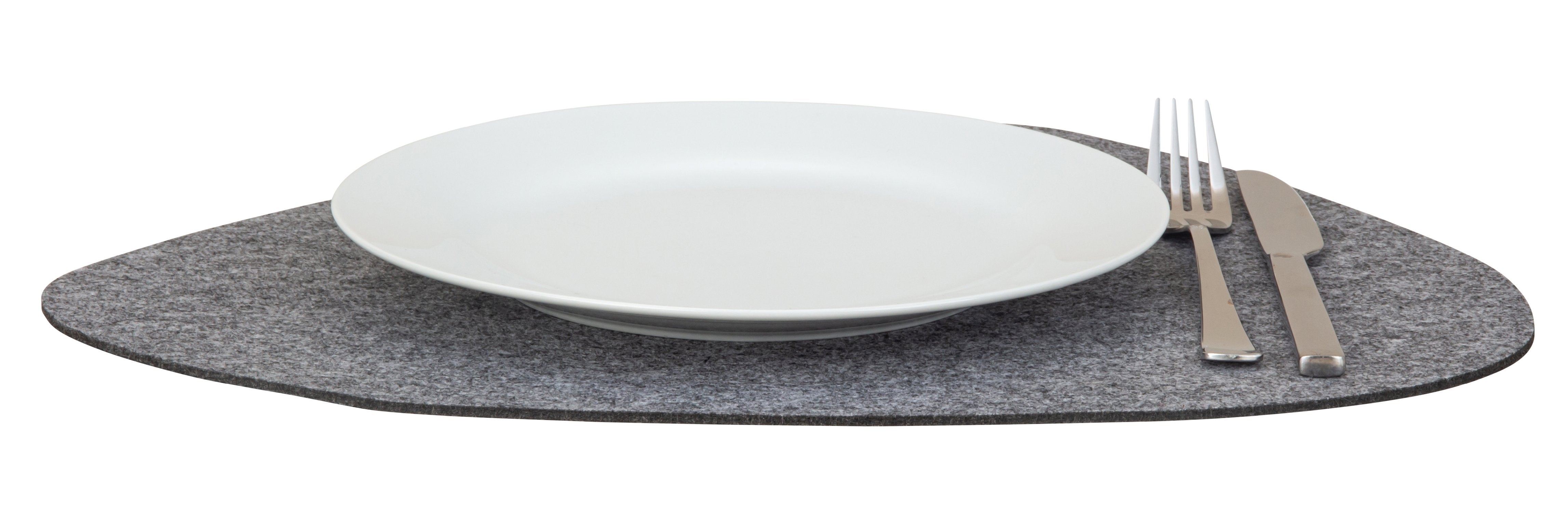 Designer Tischset Grau aus Filz - Oval | 40x34 cm I Hitzebeständig I 8er Platzset mit Untersetzer