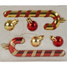 4 x Weihnachtsdekoration Komplettsets mit jeweils 2 Zuckerstangen & 4 Weihnachtskugeln rot/gold - Lifestyle & More