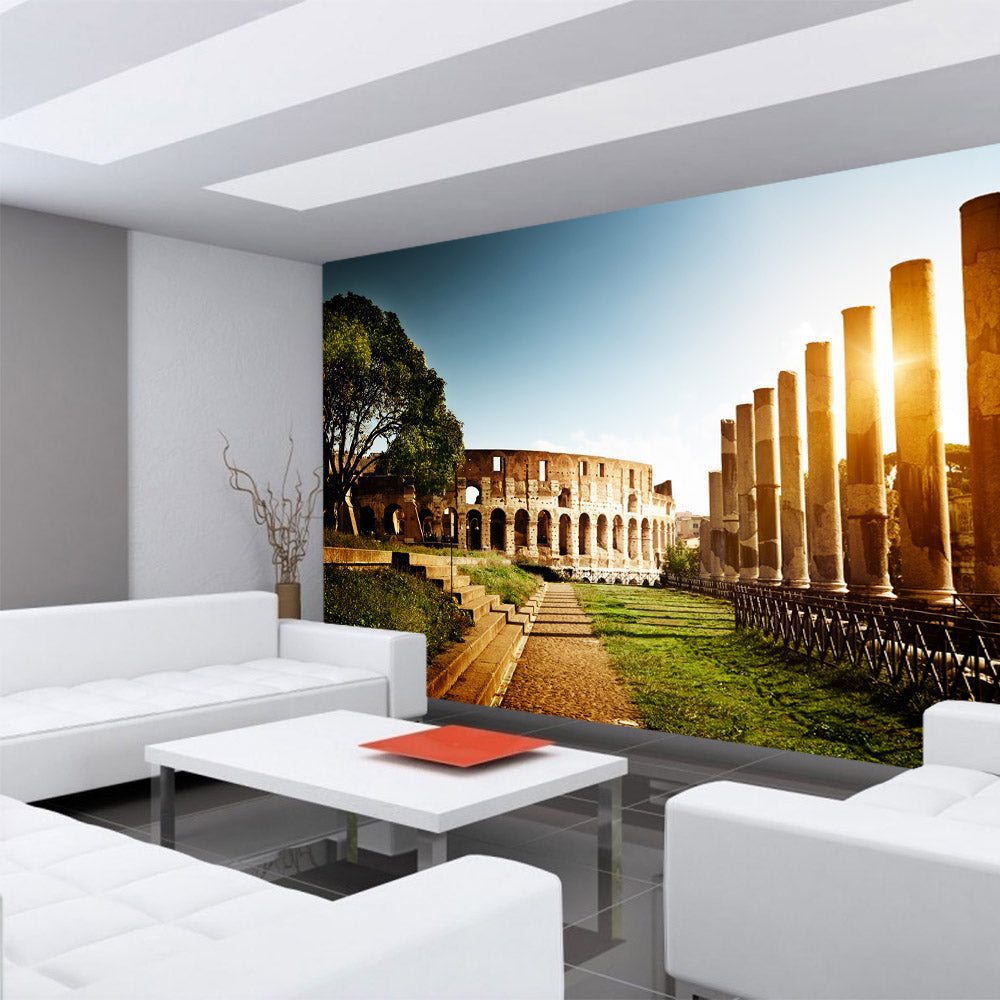 Vlies Fototapete Colosseum Walk - Rome Italien Tapete Rom Kolosseum Italien Landschaft Architektur