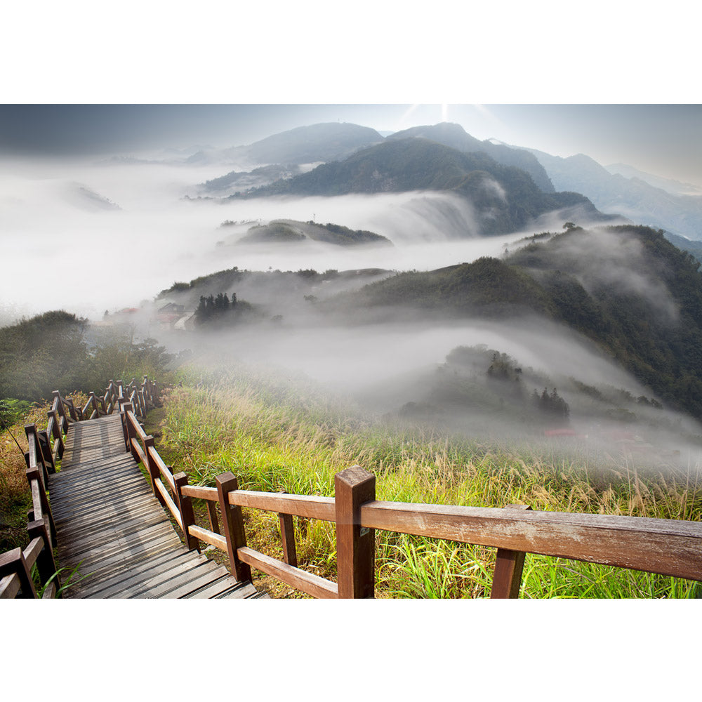 Vlies Fototapete Stairway from MountainLandschaft Tapete Berge Aussicht Alpen Urlaub wandern bunt