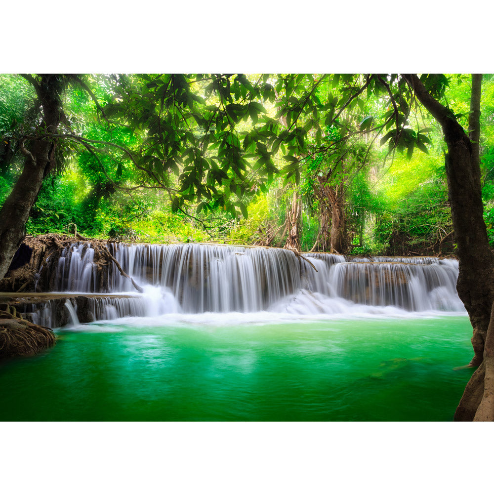 Vlies Fototapete Deep Forest Waterfalls Natur Tapete Wasserfall Bäume Wald Thailand See Wasser Meer