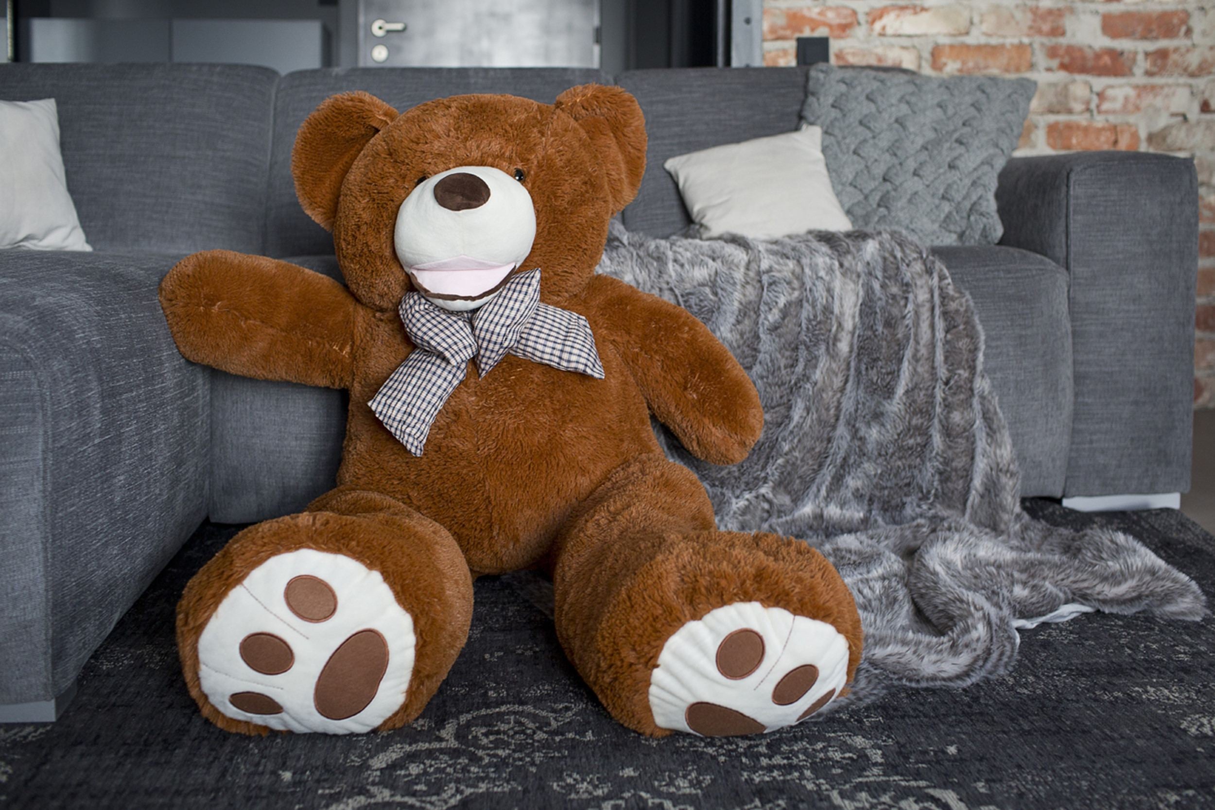 Riesen Teddybär Kuschelbär 130 cm Groß XL braun Plüschbär Kuscheltier samtig weich