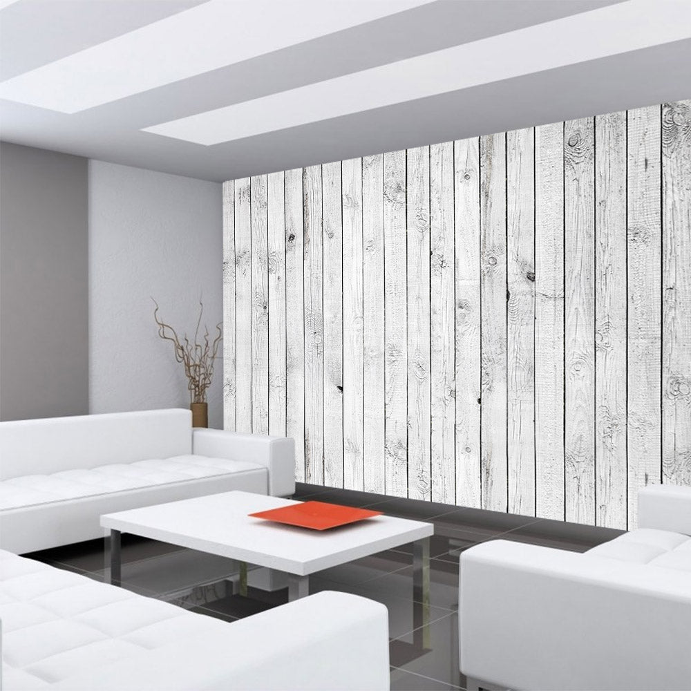 Nonwoven photo wallpaper White painted Wooden Wall wood wallpaper wood look wooden wall wood panel white wood