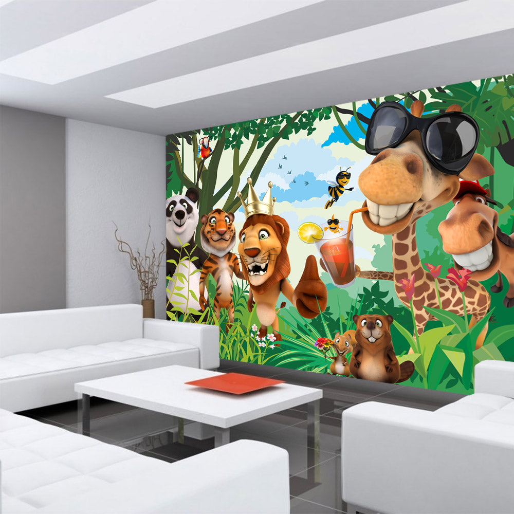 Papier peint photo intissé Jungle Animals Party II papier peint pour enfants