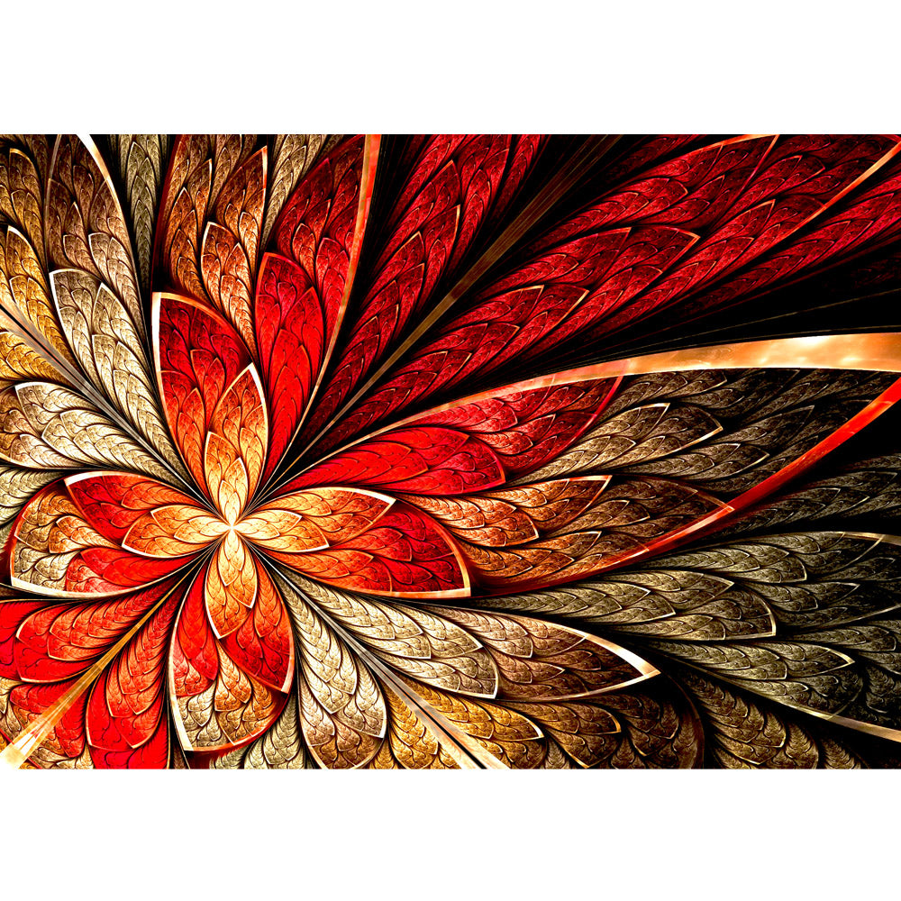 Vlies Fototapete Yellow and Red Floral Ornament Ornamente Tapete abstrakt 3D Wand Rot braun