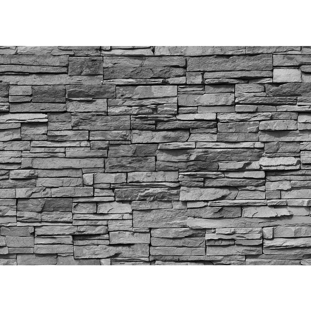 Nonwoven photo wallpaper anthracite - stackable stone wall wallpaper stone look stone stones