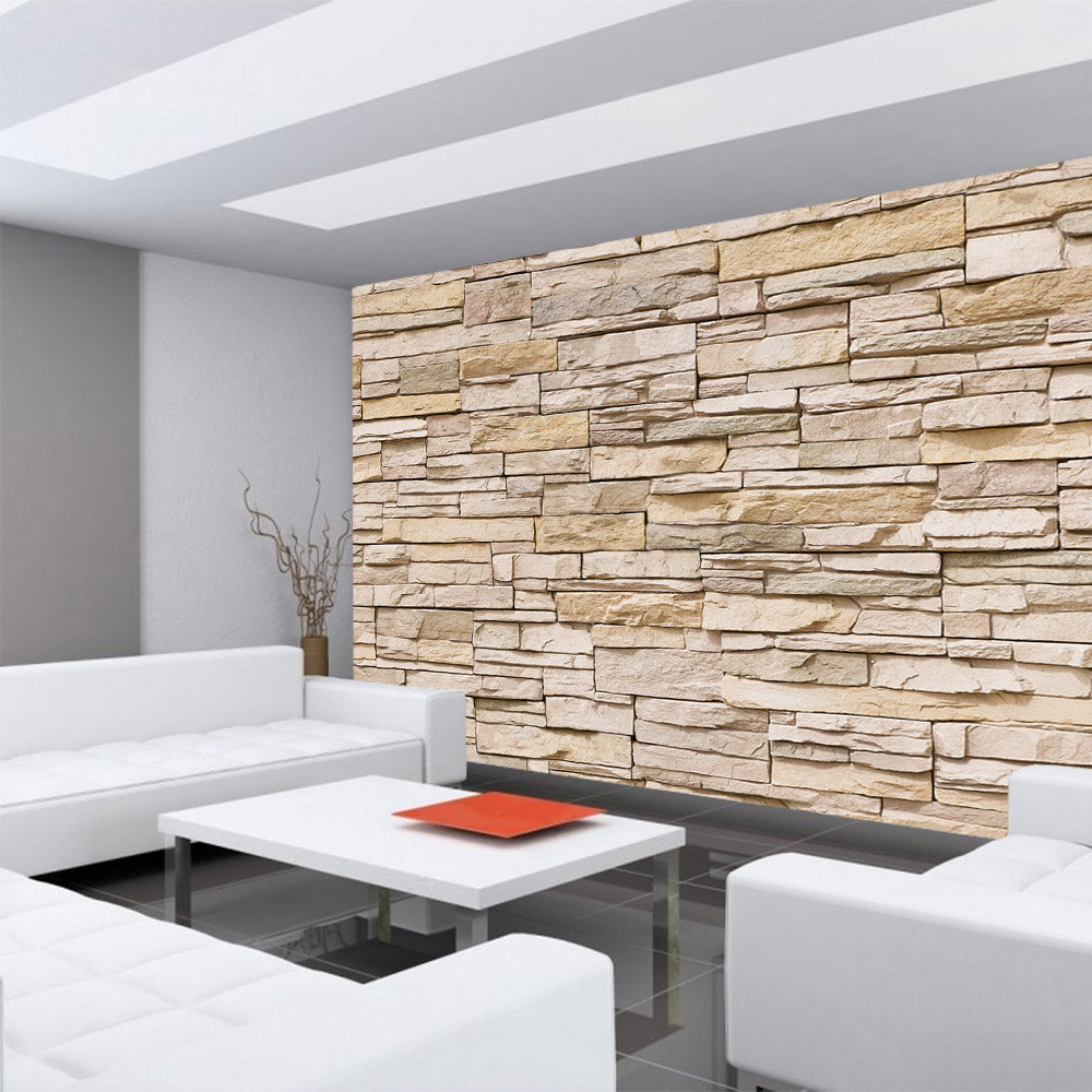 Papier peint photo intissé Asian Stone Wall beige